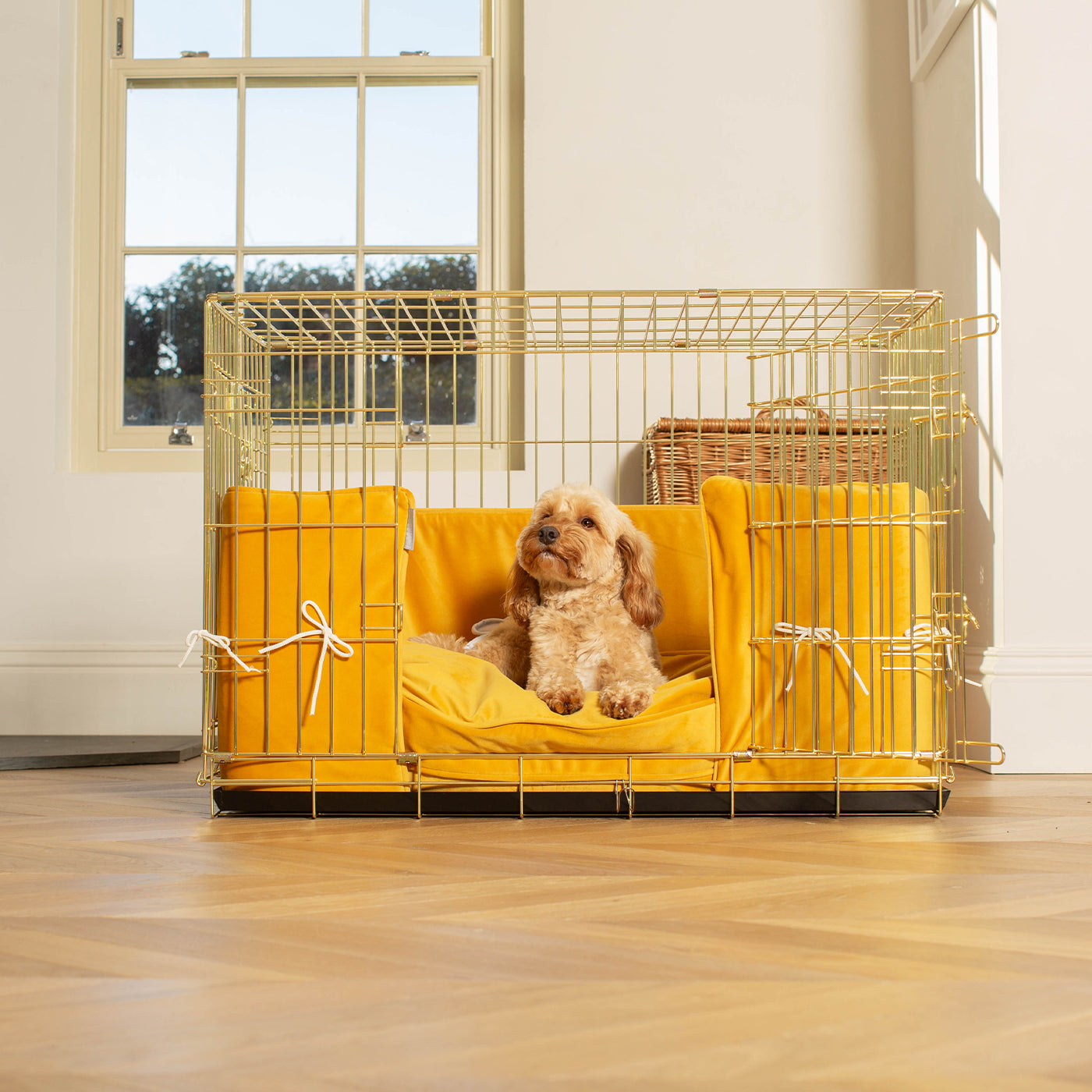 Dog Cage Bumper in Saffron Velvet by Lords & Labradors