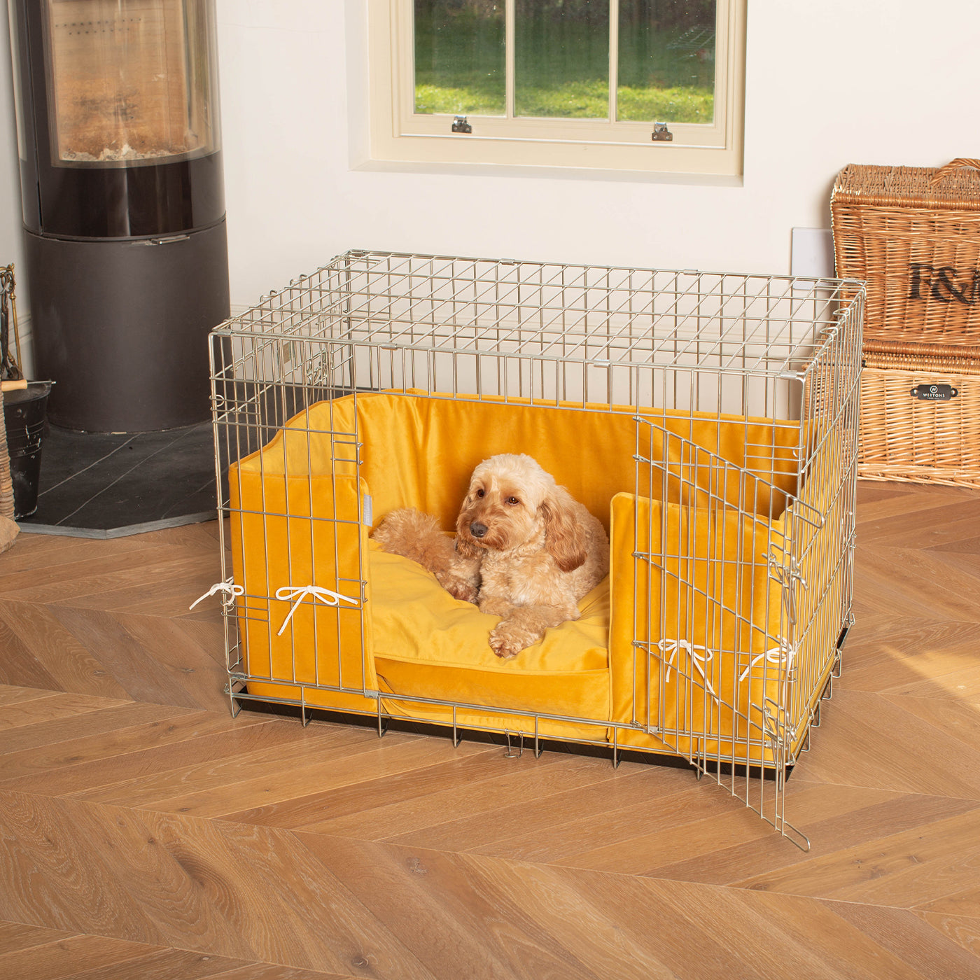 Dog Cage Bumper in Saffron Velvet by Lords & Labradors
