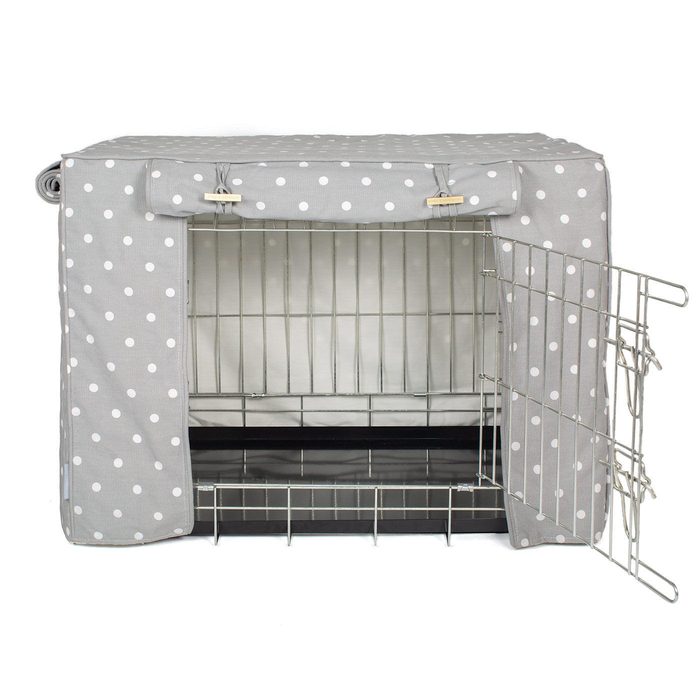Luxury Dog Cage Cover, Grey Spot Cotton Cage Cover The Perfect Dog Cage Accessory, Available To Personalize Now at Lords & Labradors US