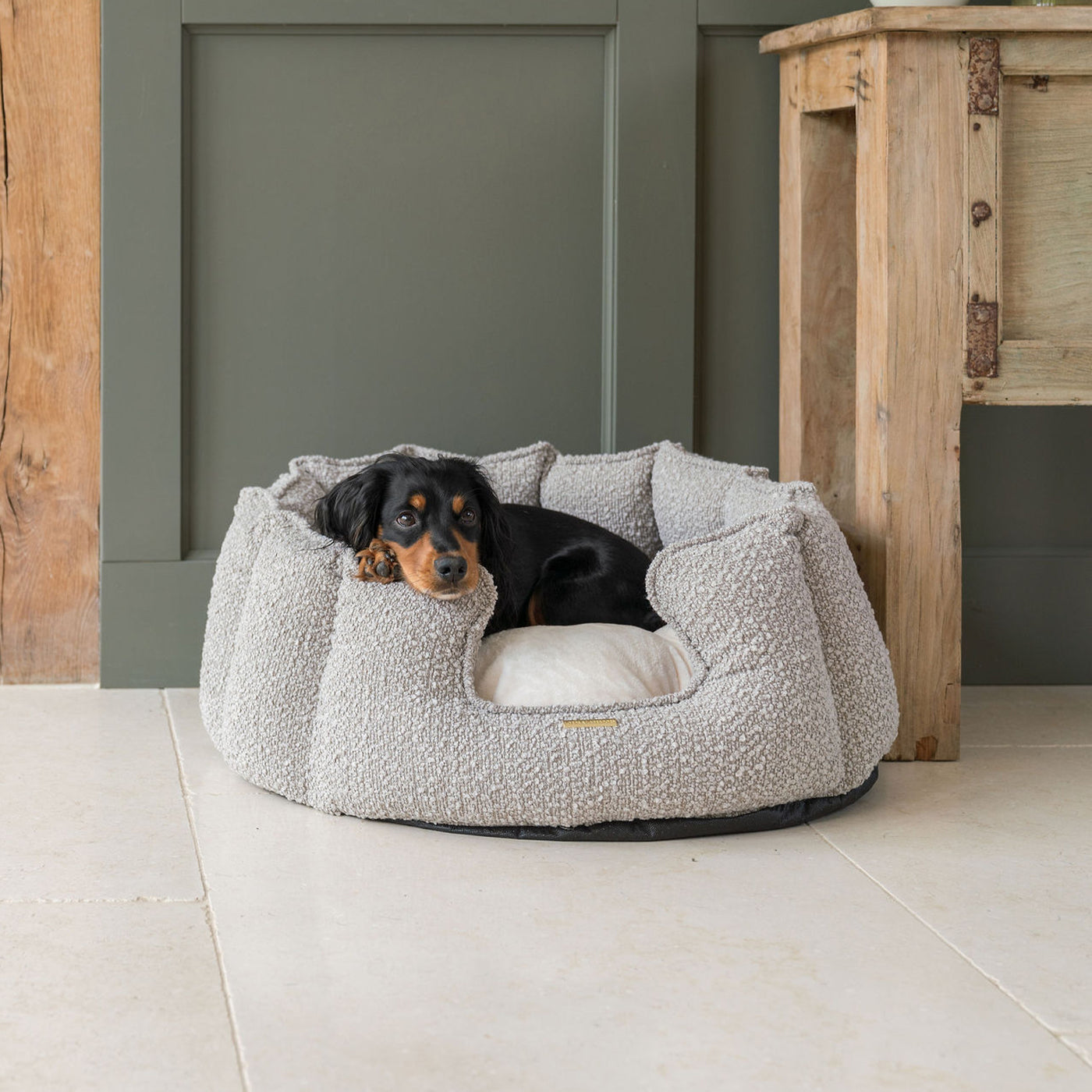 High Wall Bed For Dogs in Bouclé by Lords & Labradors