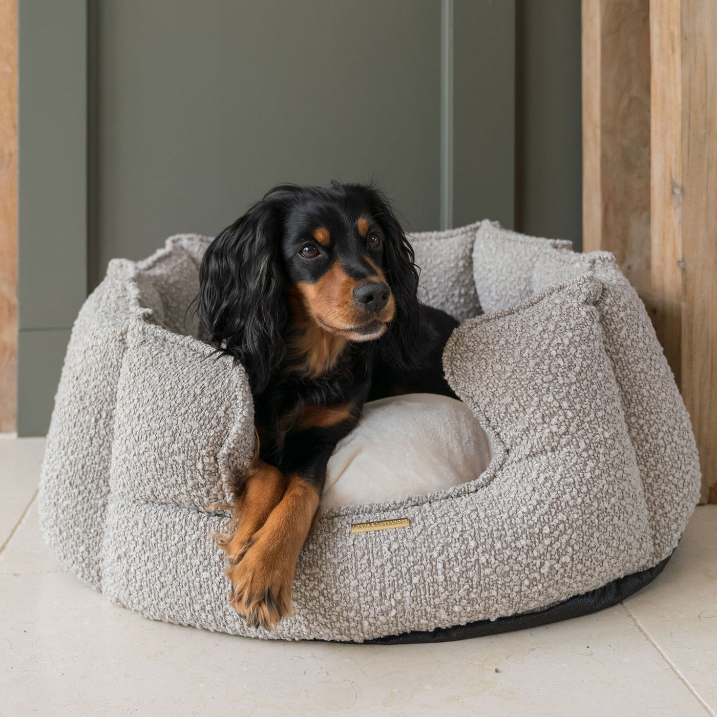 High Wall Bed For Dogs in Bouclé by Lords & Labradors
