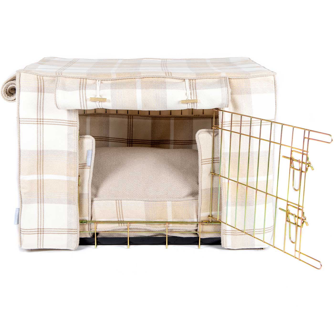 Balmoral Natural Tweed Cage Set, The Perfect Dog Cage Set For The Ultimate Naptime, Available To Personalize at Lords & Labradors US
