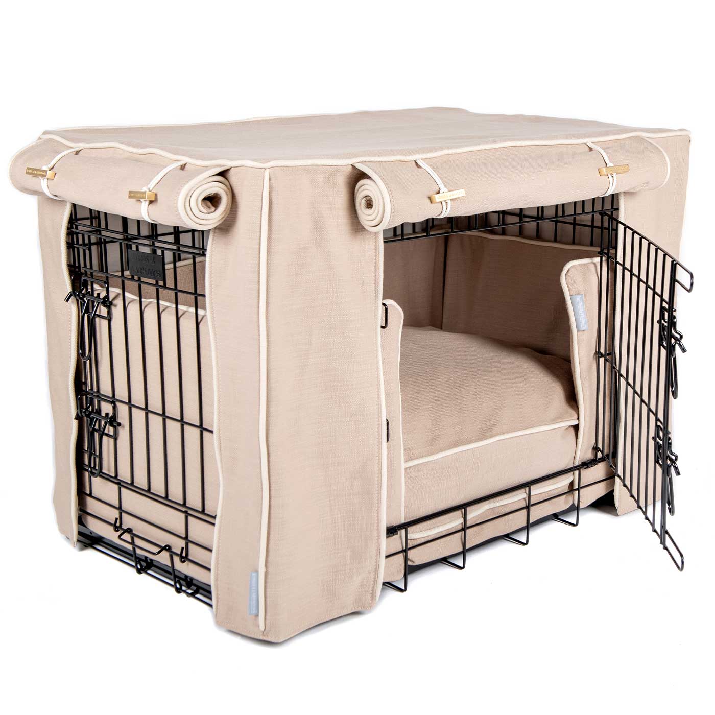 Luxury Heavy Duty Dog Cage, In Stunning Savanna Oatmeal Cage Set, The Perfect Dog Cage Set For Building The Ultimate Pet Den! Dog Cage Cover Available To Personalize at Lords & Labradors US