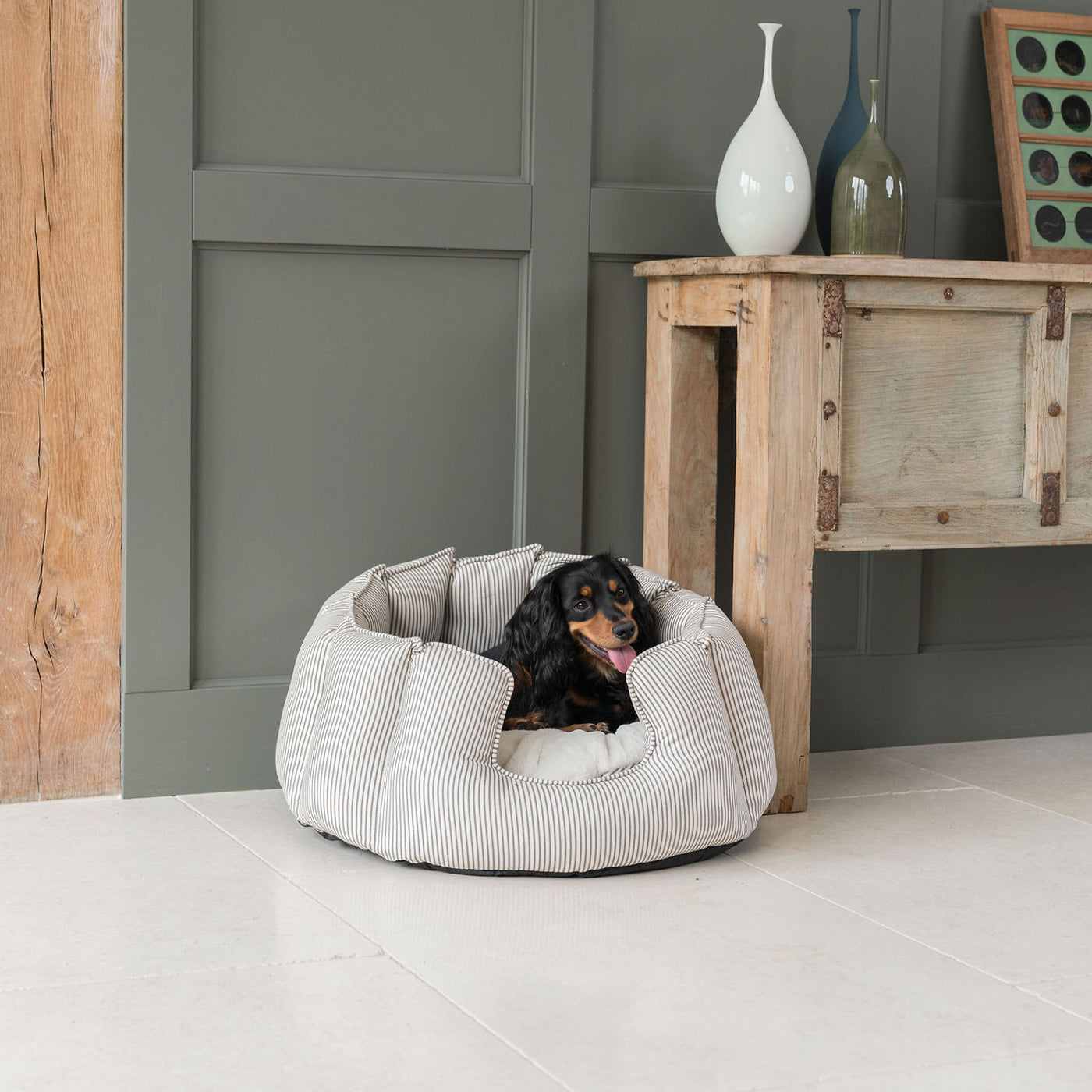 High Wall Bed For Dogs in Spots & Stripes by Lords & Labradors