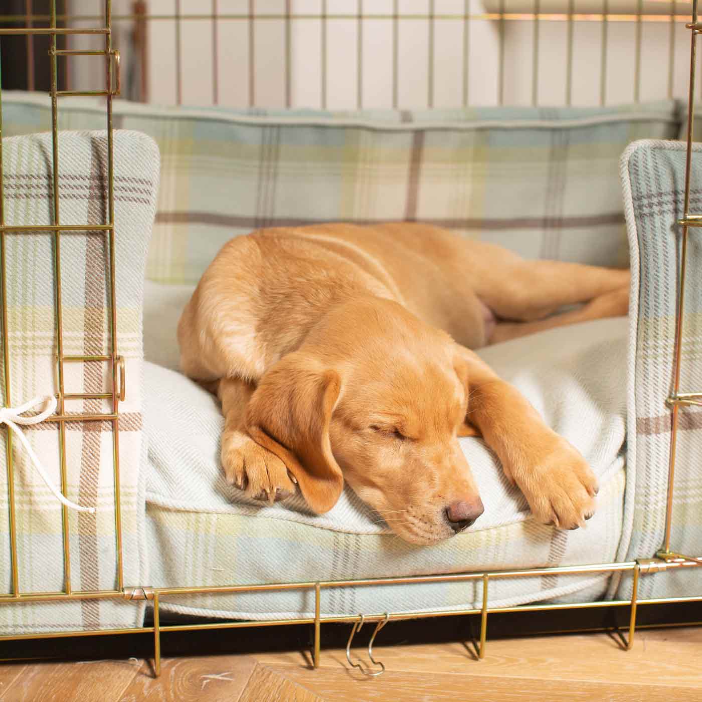 Luxury Dog Cage Bumper, Balmoral Duck Egg Cage Bumper Cover The Perfect Dog Cage Accessory, Available To Personalize Now at Lords & Labradors US