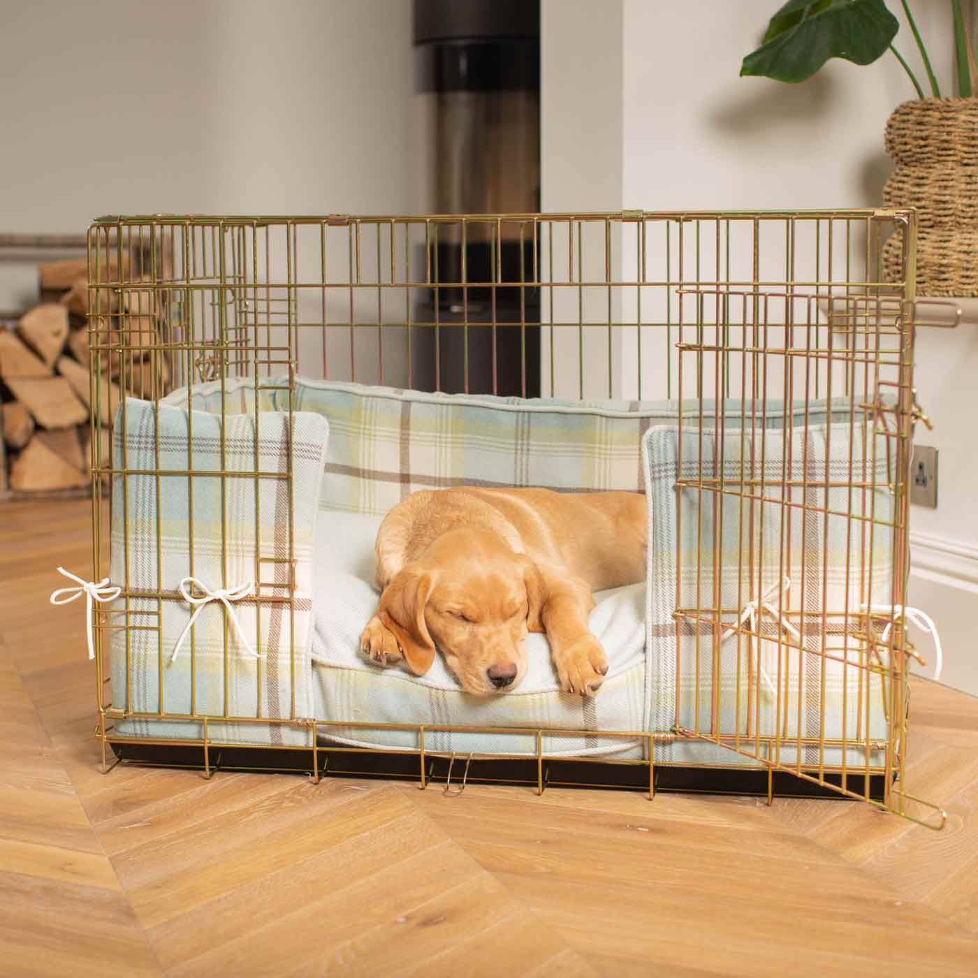 Luxury Dog Cage Bumper, Balmoral Duck Egg Cage Bumper Cover The Perfect Dog Cage Accessory, Available To Personalize Now at Lords & Labradors US