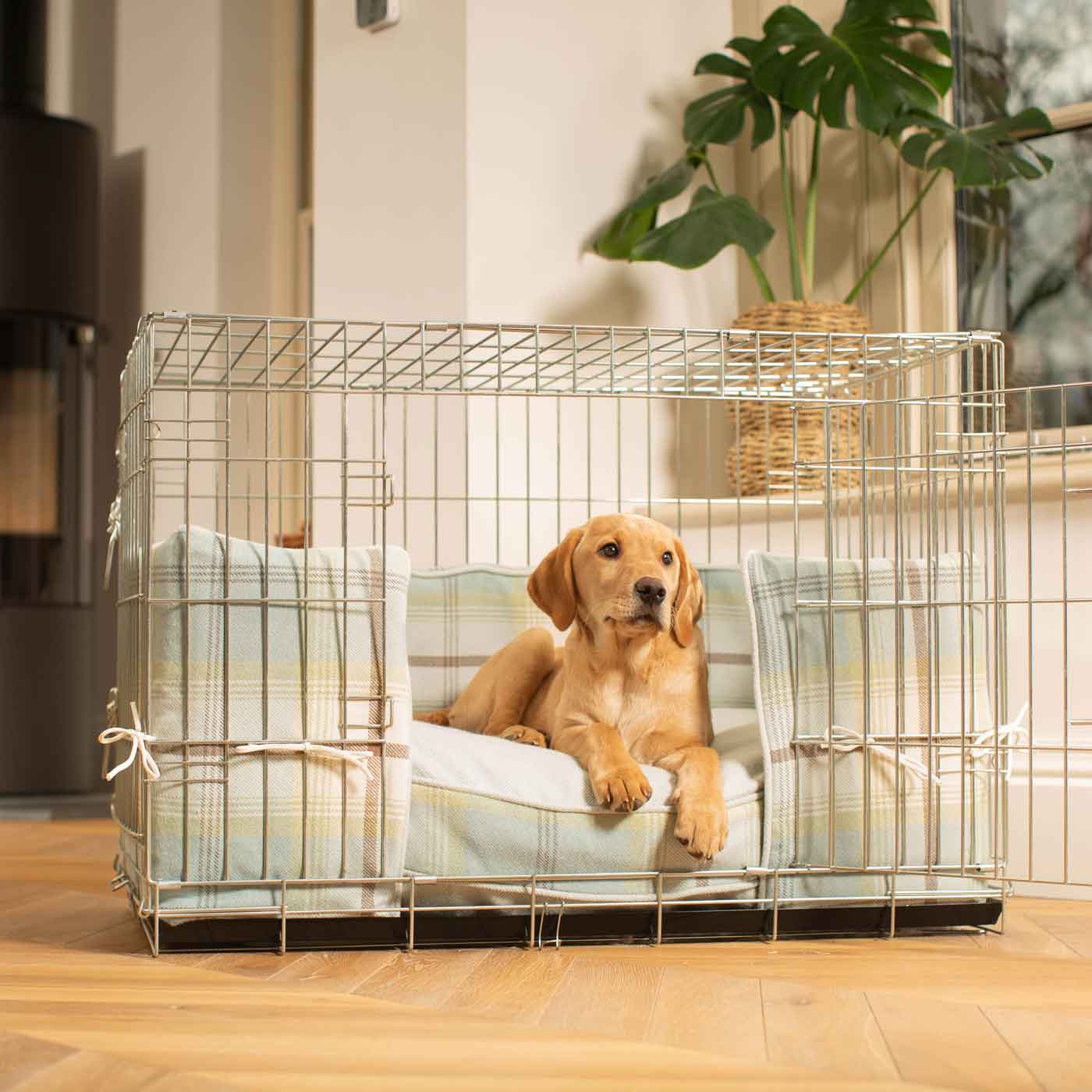 Luxury Dog Cage Bumper, Balmoral Duck Egg Cage Bumper Cover The Perfect Dog Cage Accessory, Available To Personalize Now at Lords & Labradors US