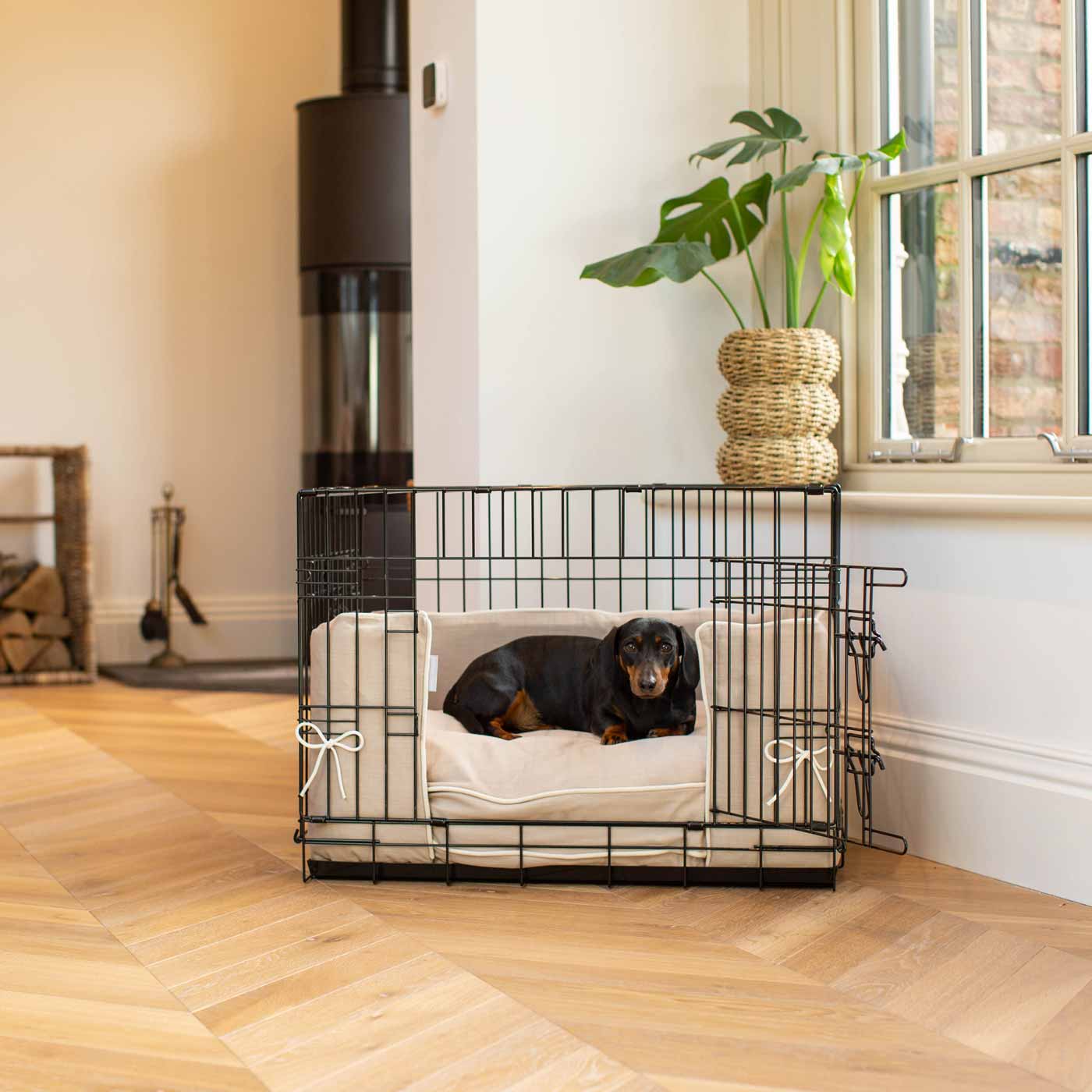 Luxury Dog Cage Bumper, Savanna Oatmeal Cage Bumper Cover The Perfect Dog Cage Accessory, Available To Personalize Now at Lords & Labradors US