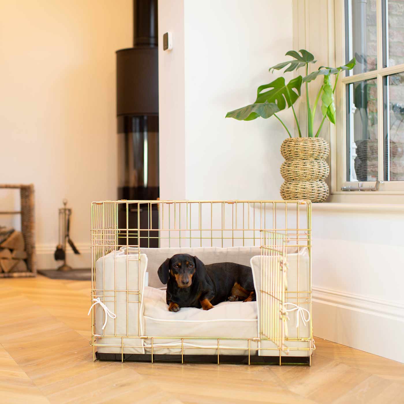 Luxury Dog Cage Bumper, Savanna Oatmeal Cage Bumper Cover The Perfect Dog Cage Accessory, Available To Personalize Now at Lords & Labradors US