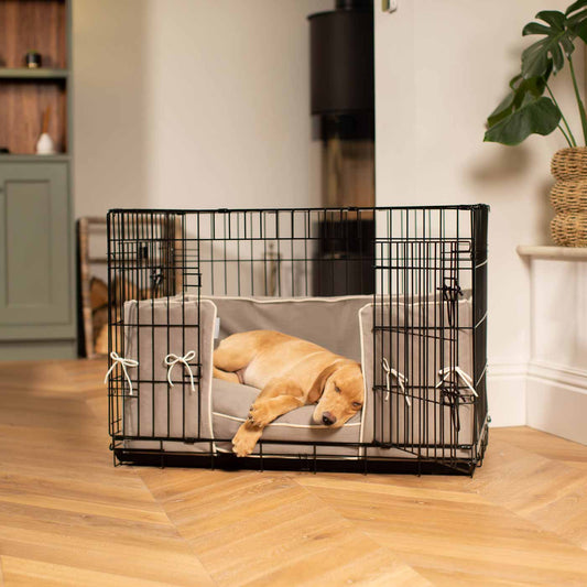 Luxury Dog Cage Bumper, Savanna Stone Cage Bumper Cover The Perfect Dog Cage Accessory, Available To Personalize Now at Lords & Labradors US