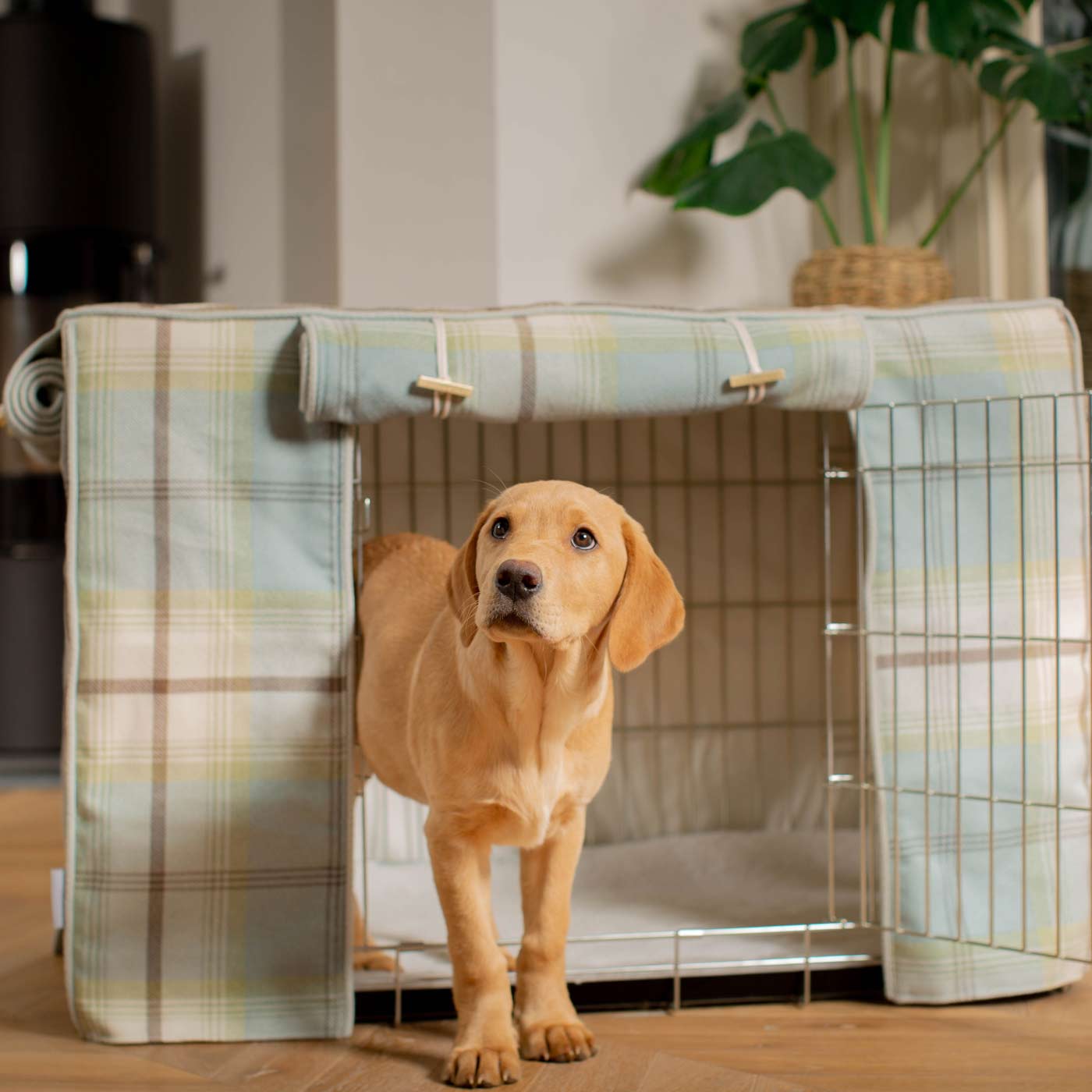 Luxury Dog Cage Cover, Balmoral Duck Egg Tweed Cage Cover The Perfect Dog Cage Accessory, Available To Personalize Now at Lords & Labradors US