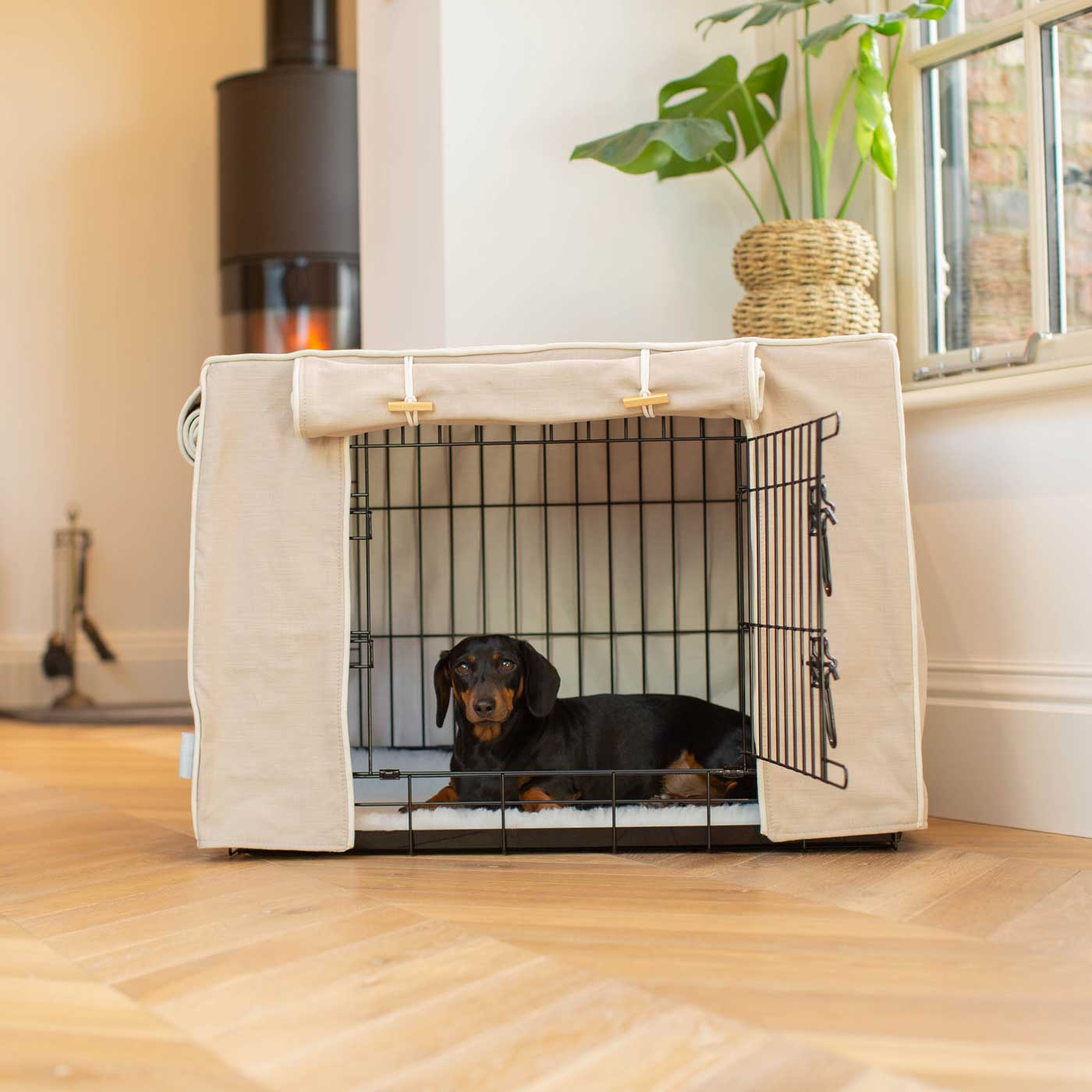 Luxury Dog Cage Cover, Savanna Oatmeal Cage Cover The Perfect Dog Cage Accessory, Available To Personalize Now at Lords & Labradors US