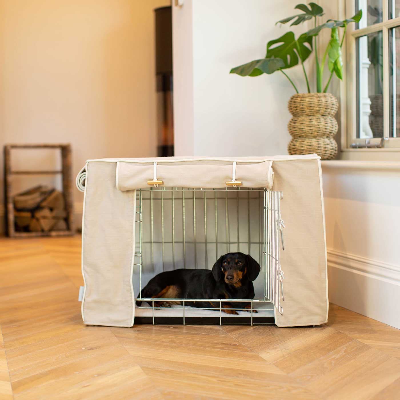 Luxury Dog Cage Cover, Savanna Oatmeal Cage Cover The Perfect Dog Cage Accessory, Available To Personalize Now at Lords & Labradors US