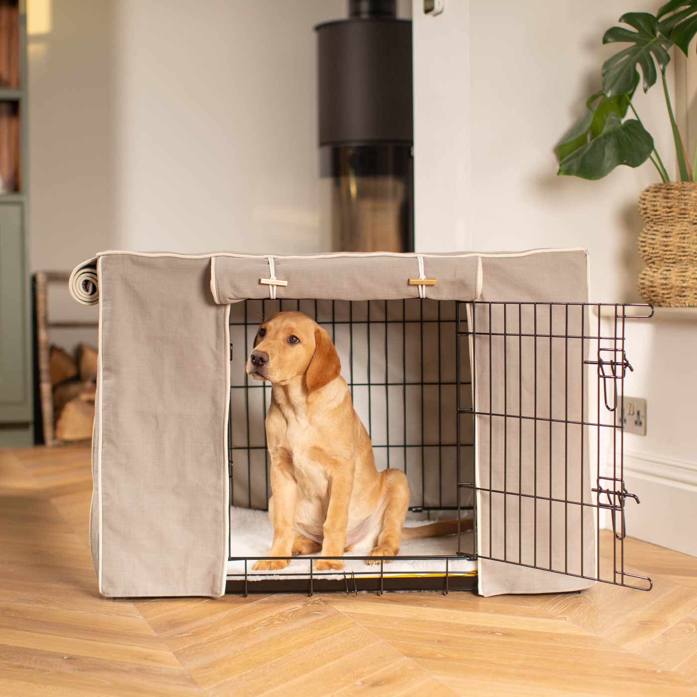 Luxury Dog Cage Cover, Savanna Stone Cage Cover The Perfect Dog Cage Accessory, Available To Personalize Now at Lords & Labradors US