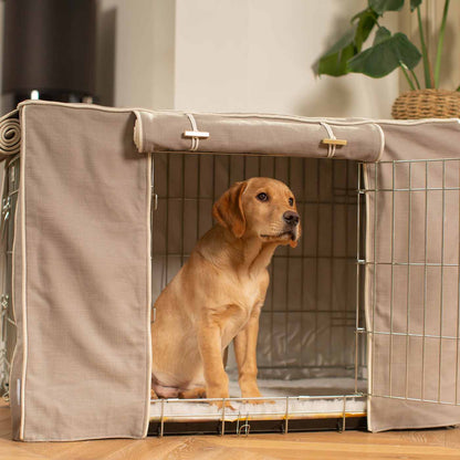 Luxury Dog Cage Cover, Savanna Stone Cage Cover The Perfect Dog Cage Accessory, Available To Personalize Now at Lords & Labradors US