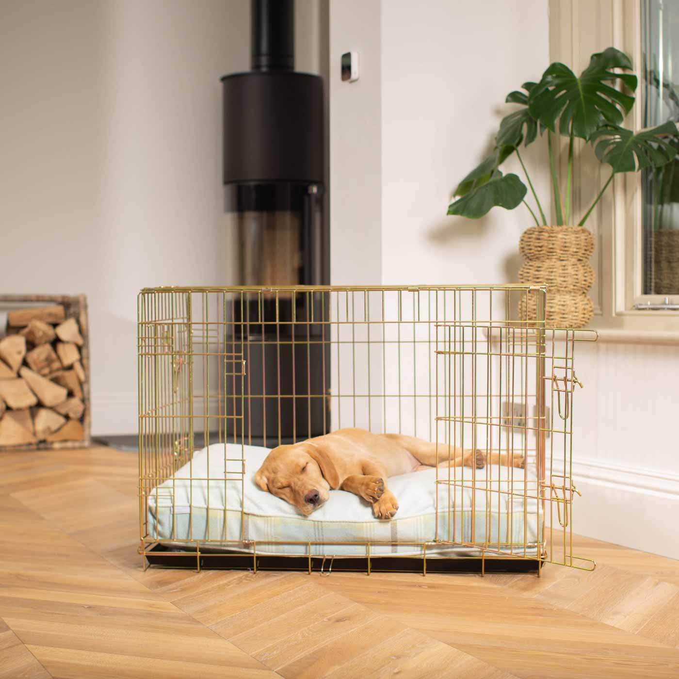 Luxury Dog Cage Cushion, Balmoral Duck Egg Tweed Cage Cushion The Perfect Dog Cage Accessory, Available To Personalize Now at Lords & Labradors US