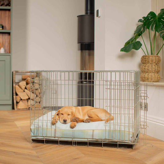 Luxury Dog Cage Cushion, Balmoral Duck Egg Tweed Cage Cushion The Perfect Dog Cage Accessory, Available To Personalize Now at Lords & Labradors US