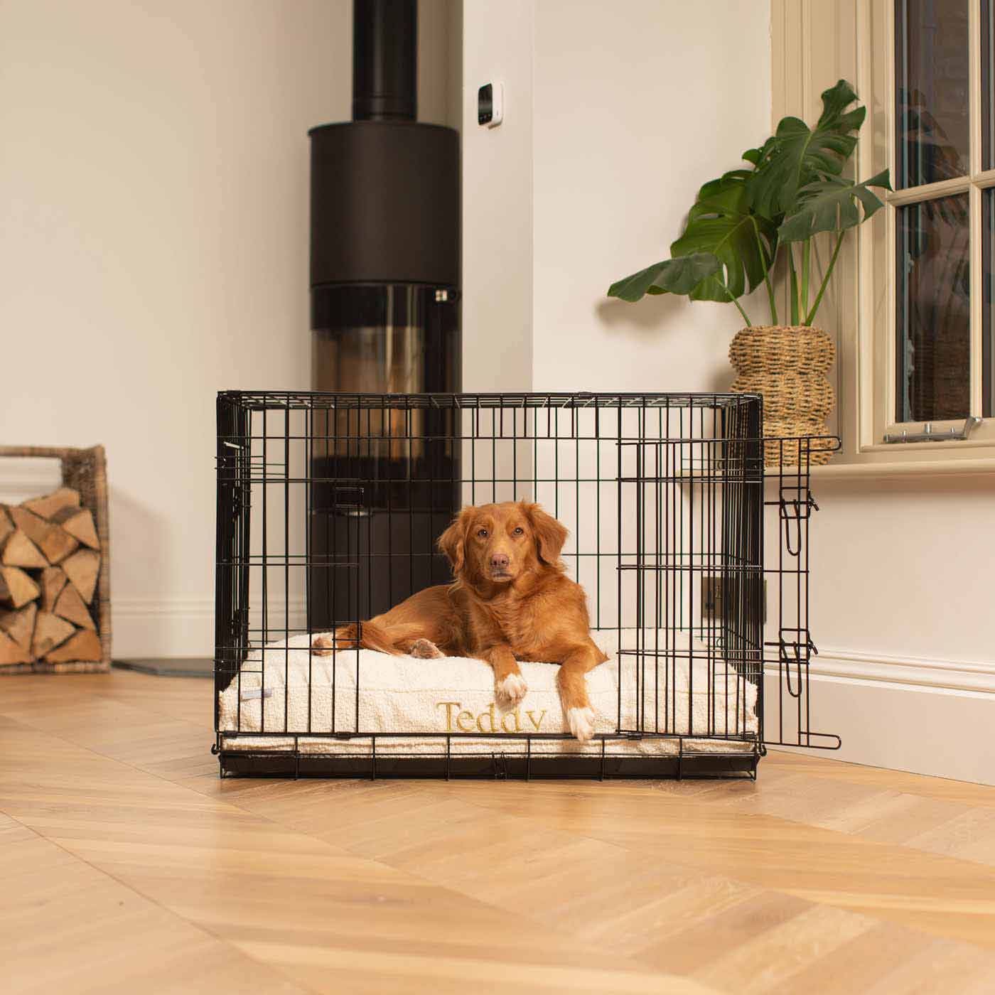 Luxury Dog Cage Cushion, Ivory Bouclé Cage Cushion The Perfect Dog Cage Accessory, Available To Personalize Now at Lords & Labradors US