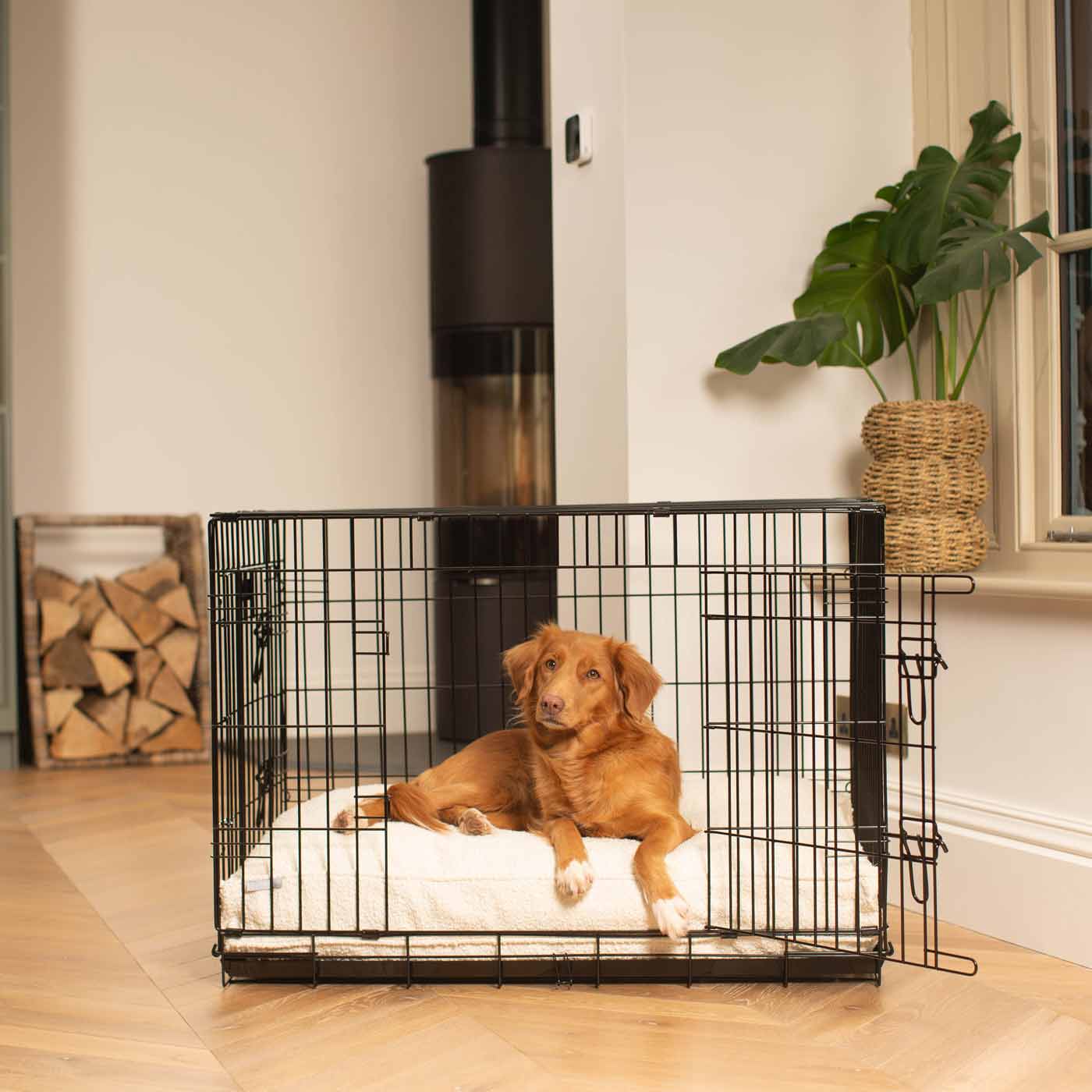 Luxury Dog Cage Cushion, Ivory Bouclé Cage Cushion The Perfect Dog Cage Accessory, Available To Personalize Now at Lords & Labradors US