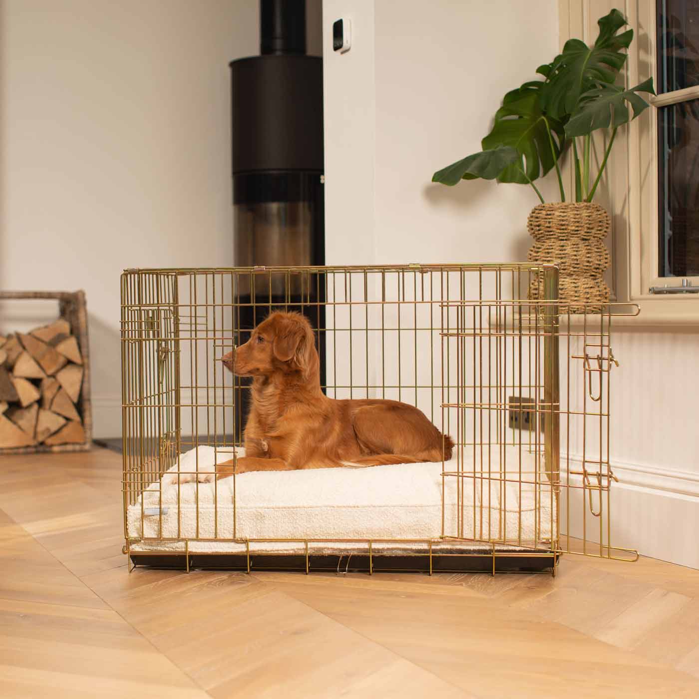 Luxury Dog Cage Cushion, Ivory Bouclé Cage Cushion The Perfect Dog Cage Accessory, Available To Personalize Now at Lords & Labradors US