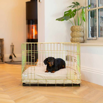 Luxury Dog Cage Cushion in Savanna Oatmeal, part of our savanna collection. The Perfect Dog Cage Accessory, Now Available to Personalize at Lords & Labradors US