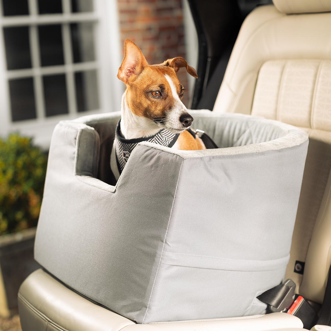 Embark on the perfect pet travel with our luxury car booster seat! Featuring removable cushion with foam padding for extra comfort! Available now at Lords & Labradors US