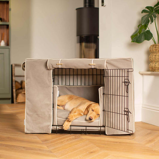 Luxury Heavy Duty Dog Cage, In Stunning Savanna Stone Cage Set, The Perfect Dog Cage Set For Building The Ultimate Pet Den! Dog Cage Cover Available To Personalize at Lords & Labradors