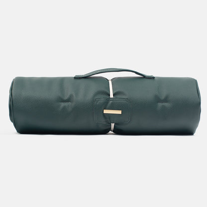 Embark on the perfect pet travel with our luxury Travel Mat in Rhino Forest (Green). Featuring a Carry handle for on the move once Rolled up for easy storage, can be used as a seat cover, boot mat or travel bed! Available now at Lords & Labradors US