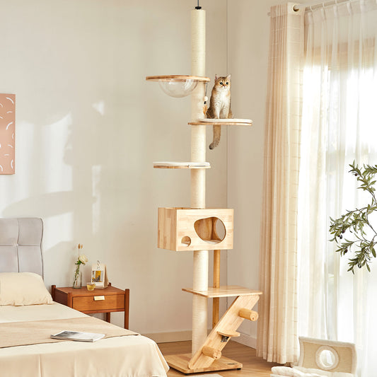 Discover the Ultimate Cat Tree! Helsinki The Levels Fit Me Cat Play Centre. Present your cat with the perfect multi-tier cat play centre! Crafted using durable and long-lasting wood, this modern cat play centre features floor to ceiling for extra stability with cozy hammock, hanging cat toy, steps and scratch posts to build the ultimate cat activity centre! Available now at Lords & Labradors US