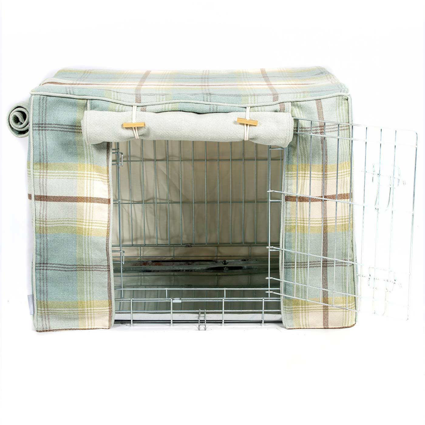 Luxury Dog Cage Cover, Balmoral Duck Egg Tweed Cage Cover The Perfect Dog Cage Accessory, Available To Personalize Now at Lords & Labradors US
