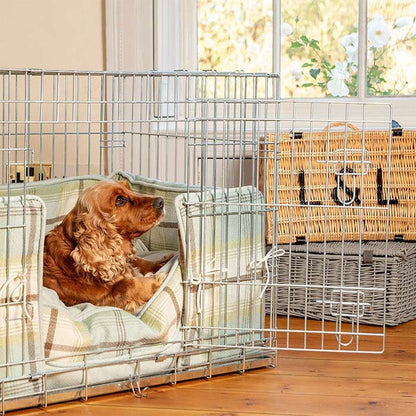 Luxury Dog Cage Bumper, Balmoral Duck Egg Cage Bumper Cover The Perfect Dog Cage Accessory, Available To Personalize Now at Lords & Labradors US