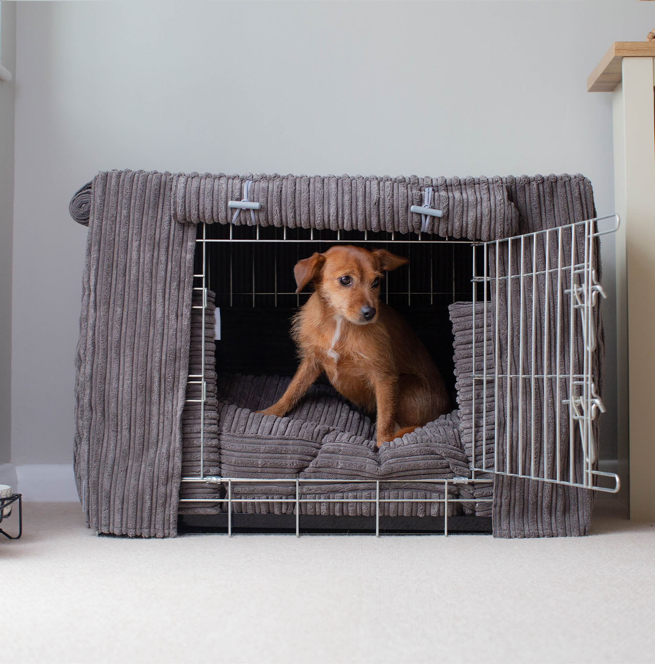 Luxury Dog Cage Cover, Essentials Plush Dark Grey Cage Cover! The Perfect Dog Cage Accessory, Available To Personalize Now at Lords & Labradors US