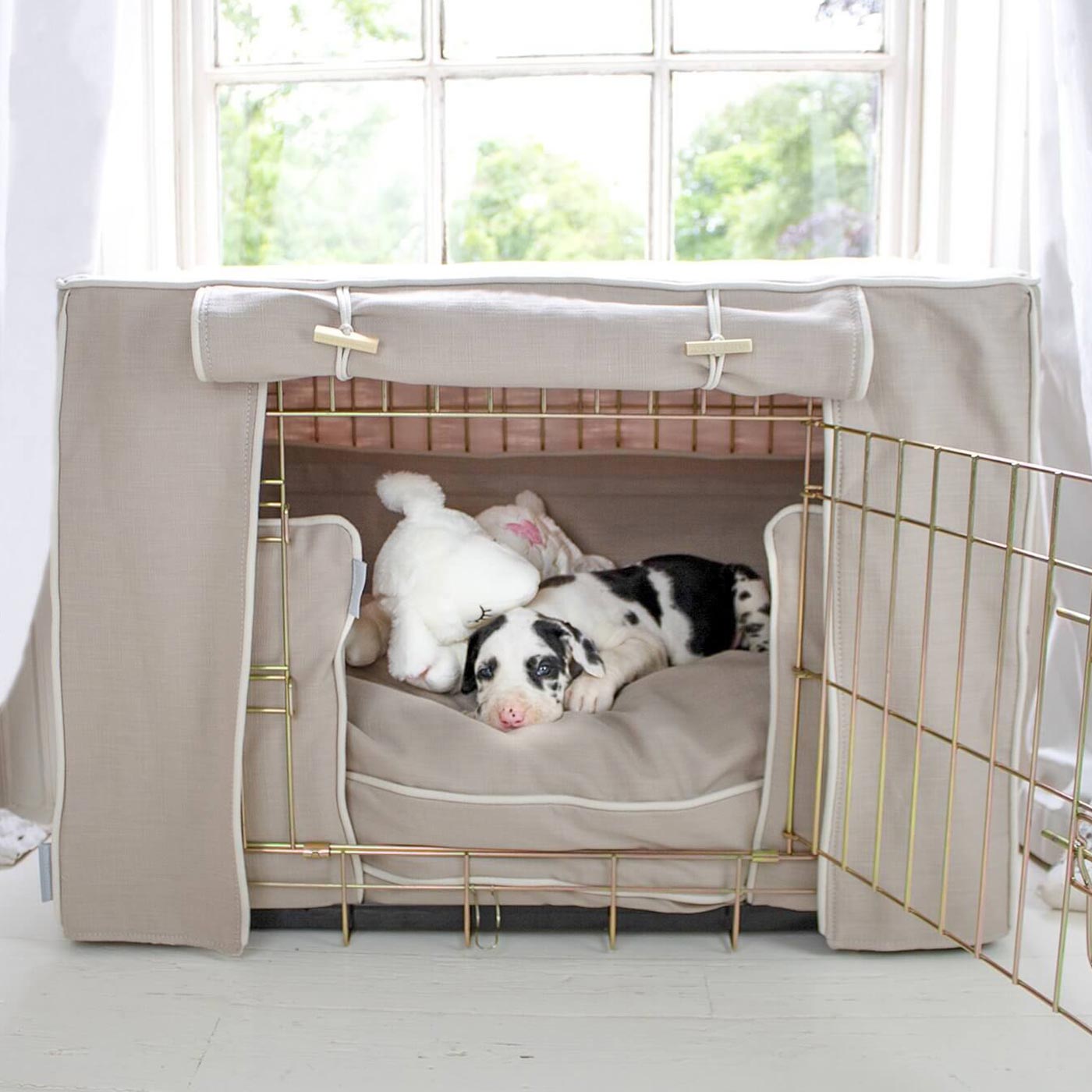 Luxury Heavy Duty Dog Cage, In Stunning Savanna Oatmeal Cage Set, The Perfect Dog Cage Set For Building The Ultimate Pet Den! Dog Cage Cover Available To Personalize at Lords & Labradors US