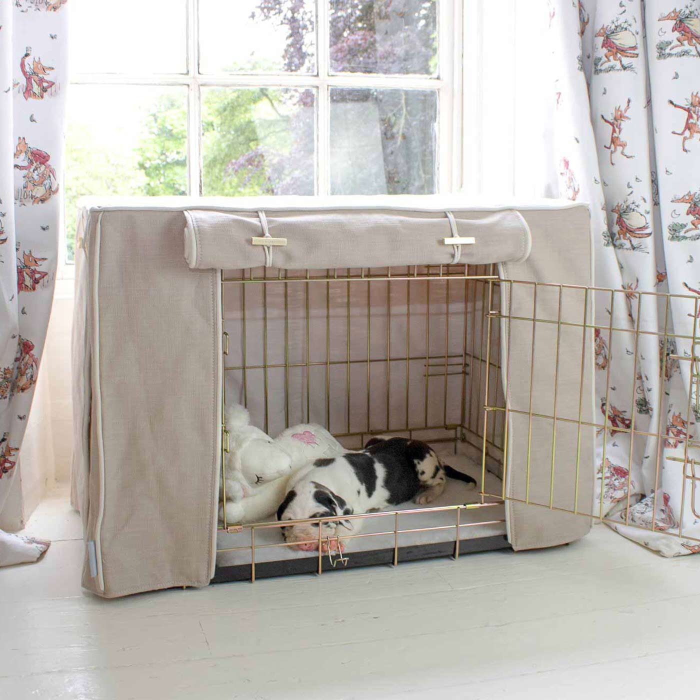 Luxury Dog Cage Cover, Savanna Oatmeal Cage Cover The Perfect Dog Cage Accessory, Available To Personalize Now at Lords & Labradors US