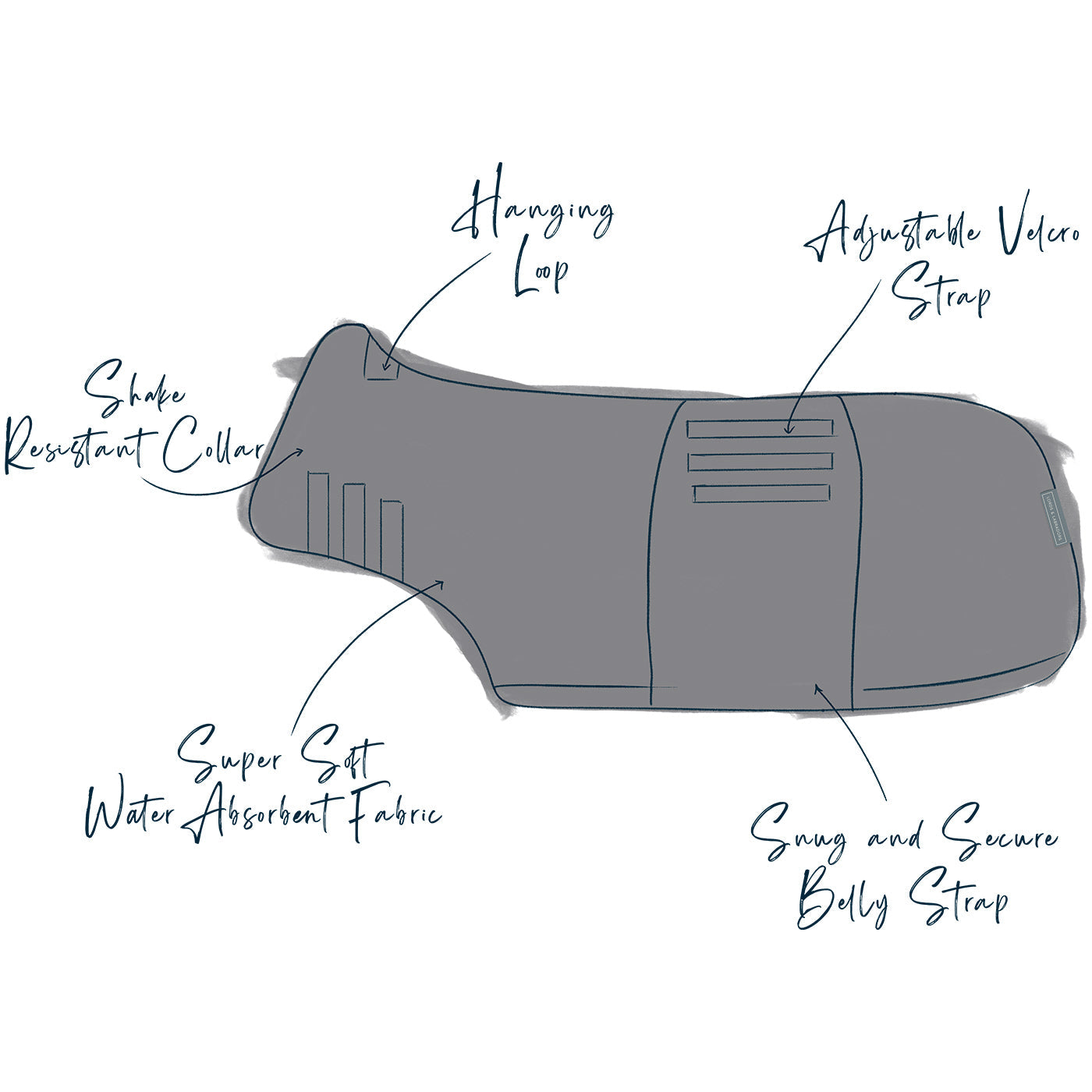 Introducing the ultimate bamboo dog drying coat in beautiful grey Gun Metal, made from luxurious bamboo to aid sensitive skin featuring adjustable Velcro neck and waist fastening with super absorbent material for easy pet drying! Available now at Lords & Labradors US, In five sizes and four colors to suit all breeds!