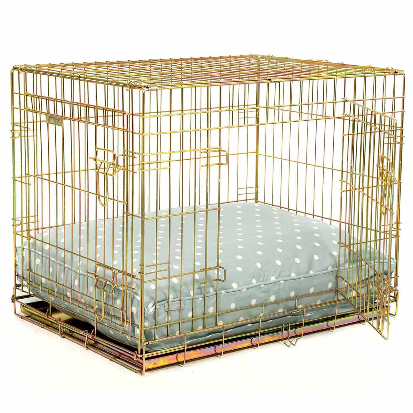Luxury Dog Cage Cushion, Duck Egg Spot Cage Cushion The Perfect Dog Cage Accessory, Now Available To Personalize at Lords & Labradors US