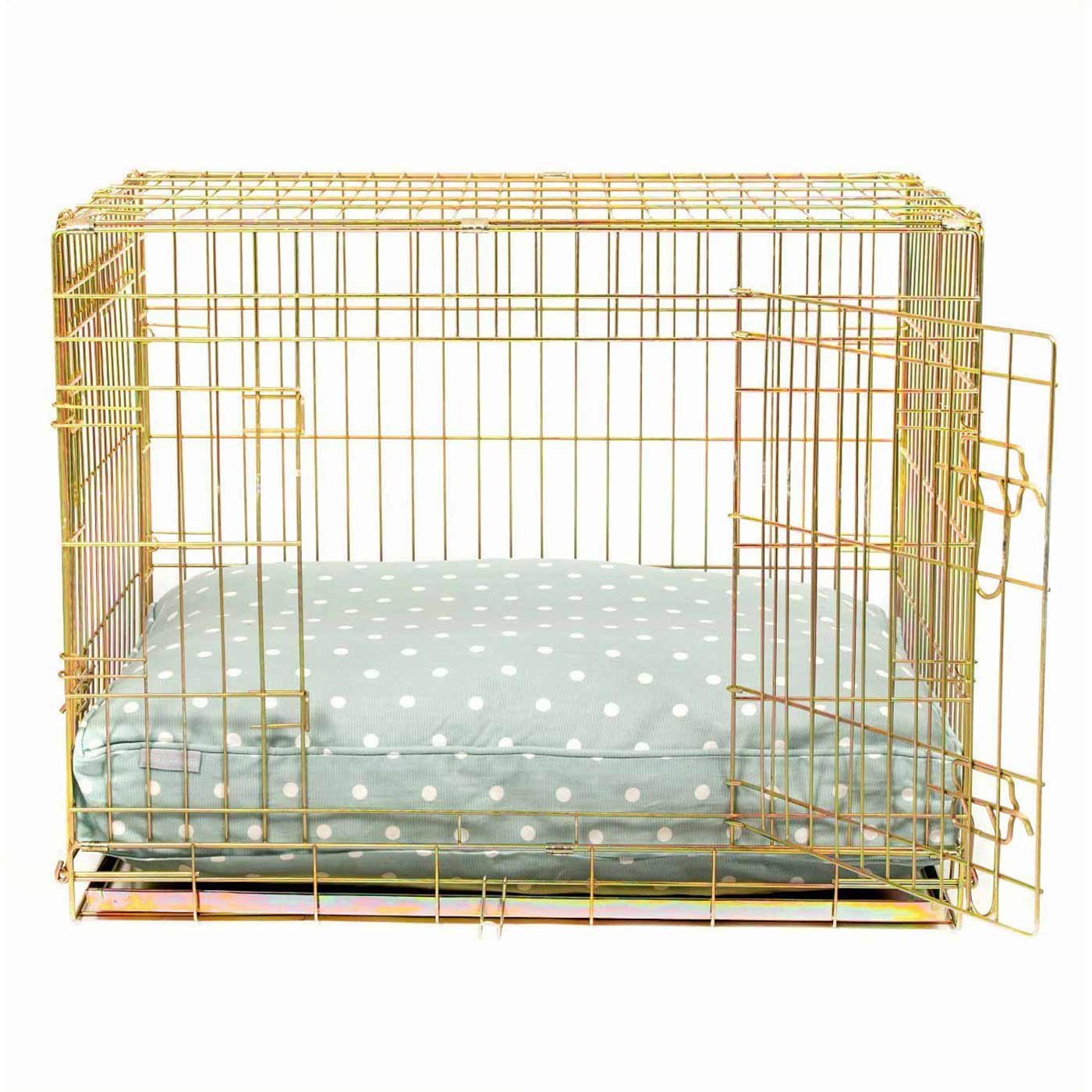 Luxury Dog Cage Cushion, Duck Egg Spot Cage Cushion The Perfect Dog Cage Accessory, Now Available To Personalize at Lords & Labradors US