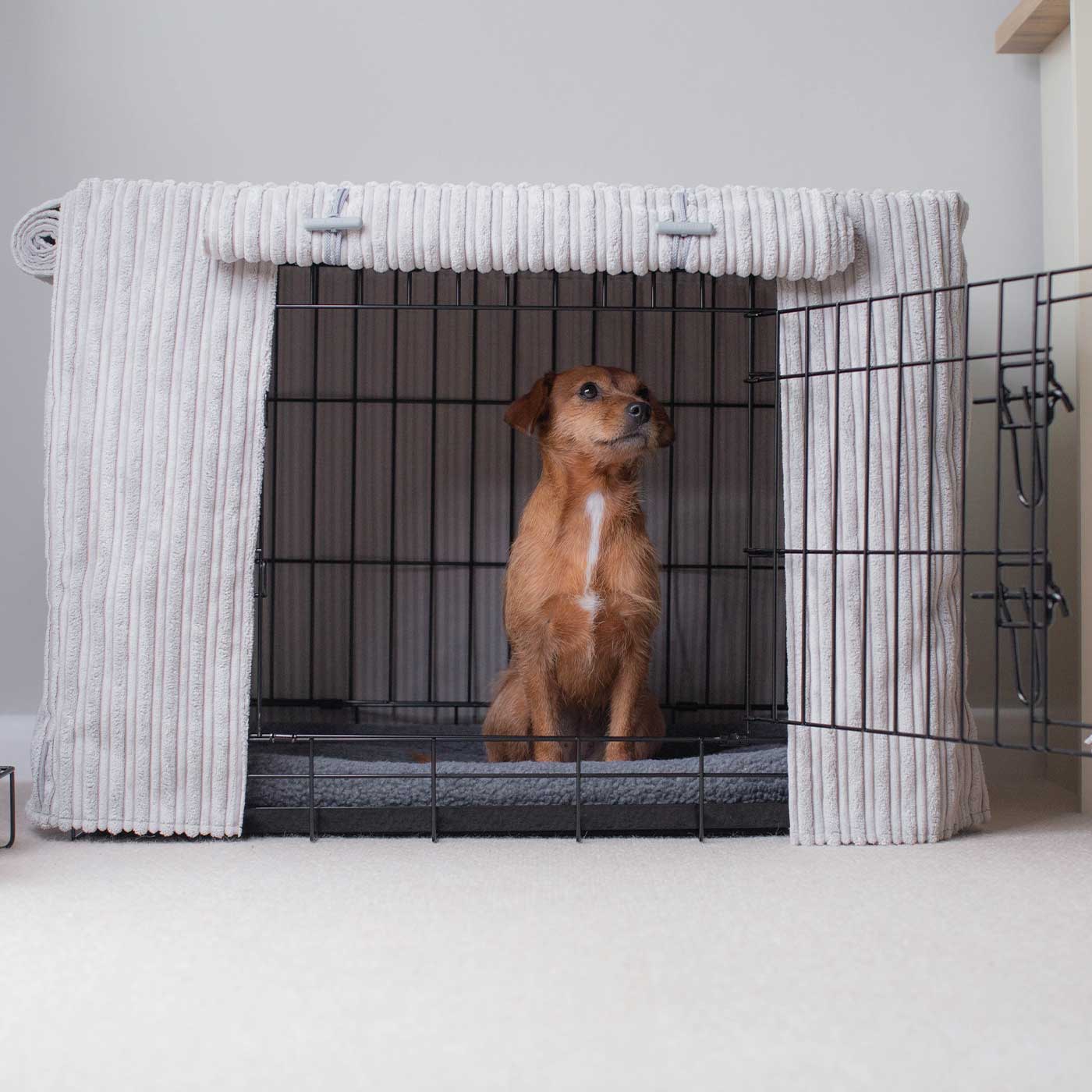 Luxury Dog Cage Cover, Essentials Plush Light Grey Cage Cover! The Perfect Dog Cage Accessory, Available To Personalize Now at Lords & Labradors US