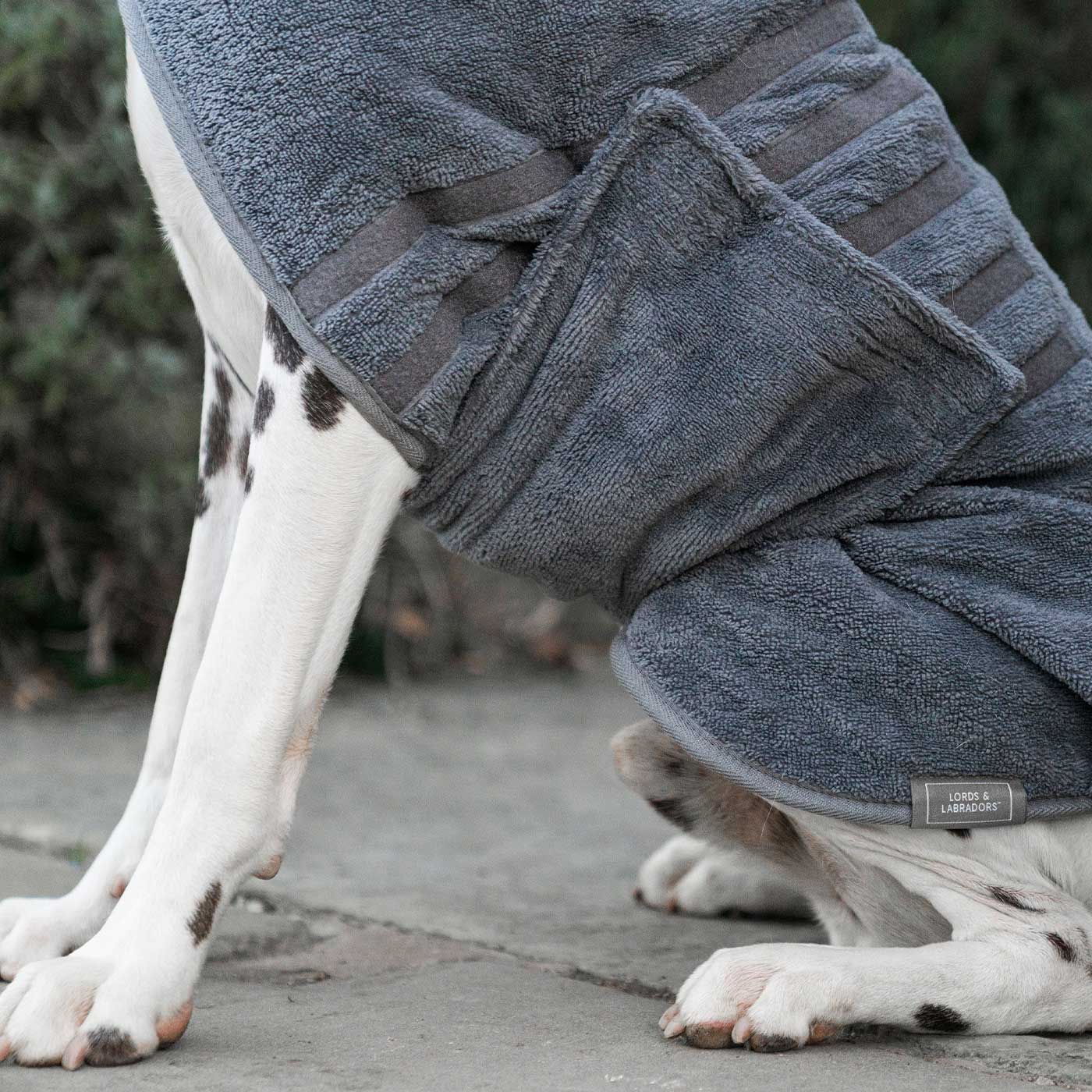 Introducing the ultimate bamboo dog drying coat in beautiful grey Gun Metal, made from luxurious bamboo to aid sensitive skin featuring adjustable Velcro neck and waist fastening with super absorbent material for easy pet drying! Available now at Lords & Labradors US, In five sizes and four colors to suit all breeds!