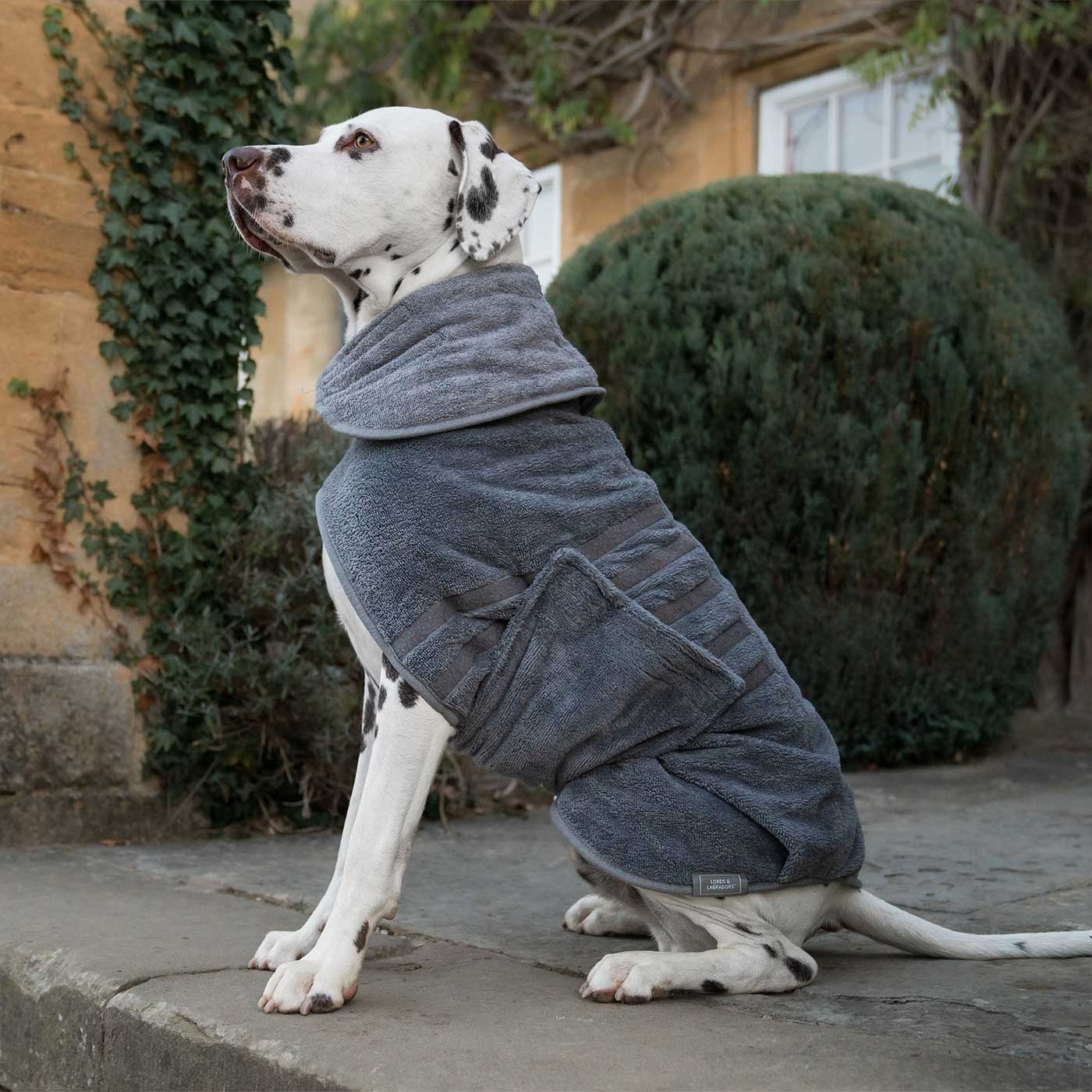 Introducing the ultimate bamboo dog drying coat in beautiful grey Gun Metal, made from luxurious bamboo to aid sensitive skin featuring adjustable Velcro neck and waist fastening with super absorbent material for easy pet drying! Available now at Lords & Labradors US, In five sizes and four colors to suit all breeds!