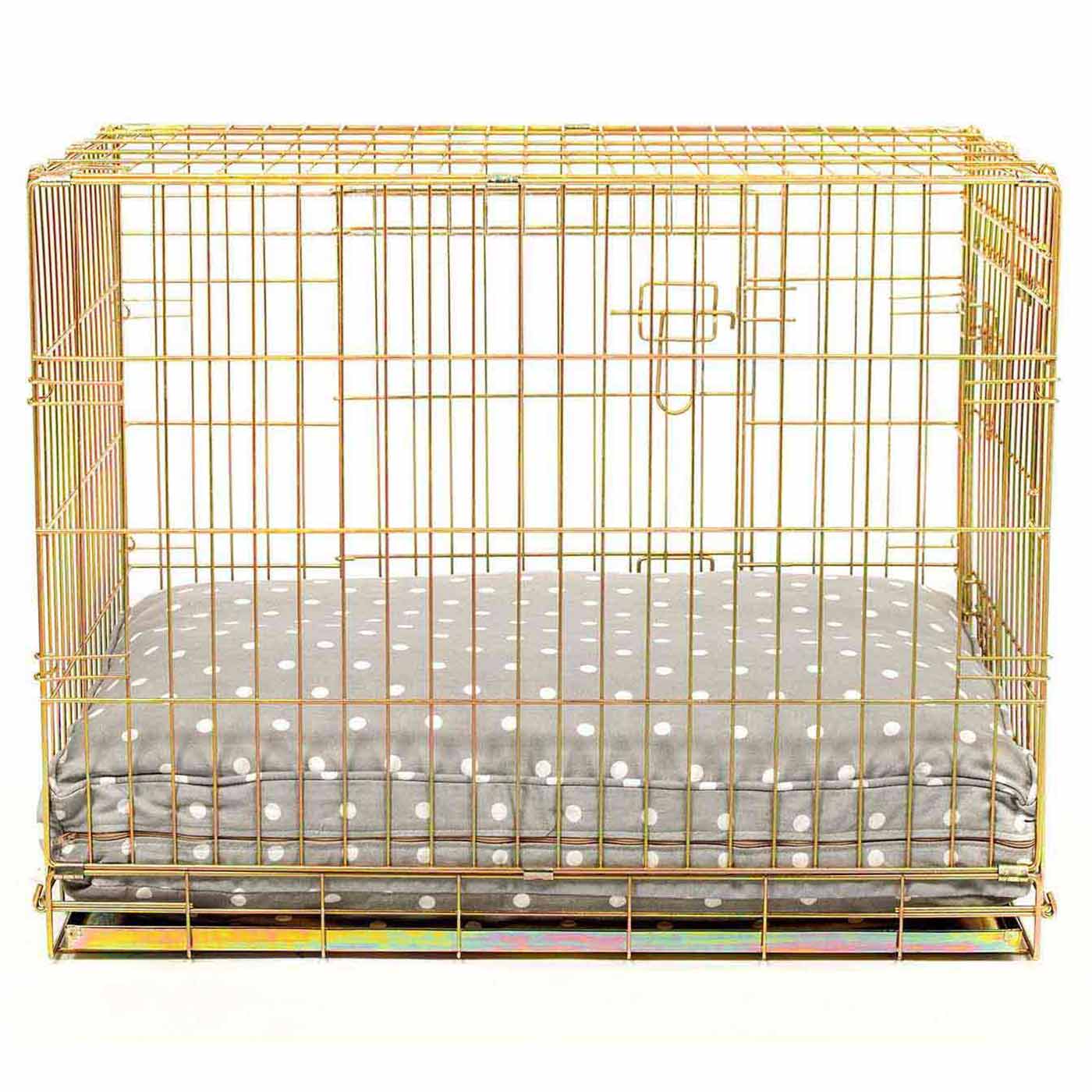 Luxury Dog Cage Cushion, Grey Spot Cage Cushion The Perfect Dog Cage Accessory, Available To Personalize Now at Lords & Labradors US