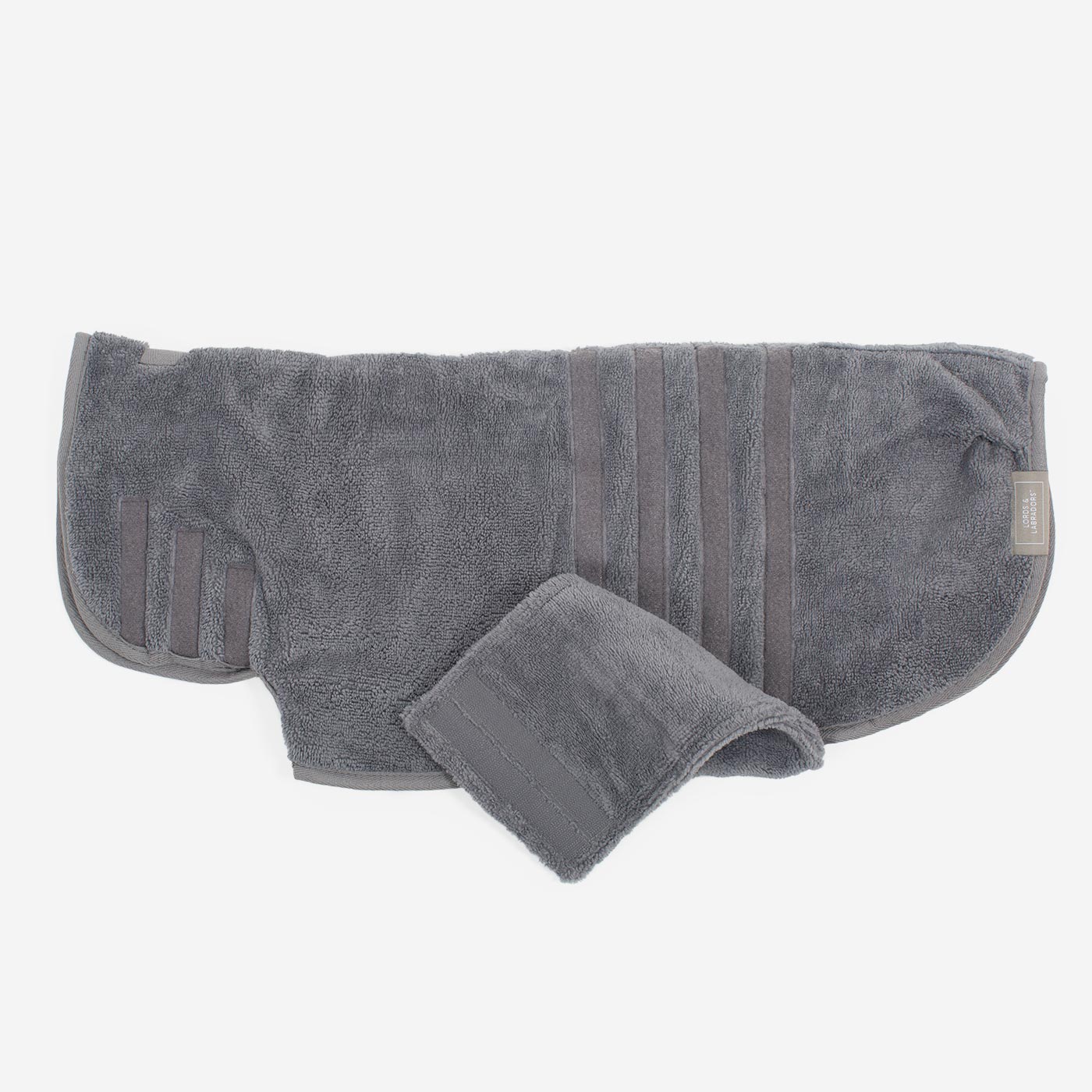 Introducing the ultimate bamboo dog drying coat in beautiful grey Gun Metal, made from luxurious bamboo to aid sensitive skin featuring adjustable Velcro neck and waist fastening with super absorbent material for easy pet drying! Available now at Lords & Labradors US, In five sizes and four colors to suit all breeds!