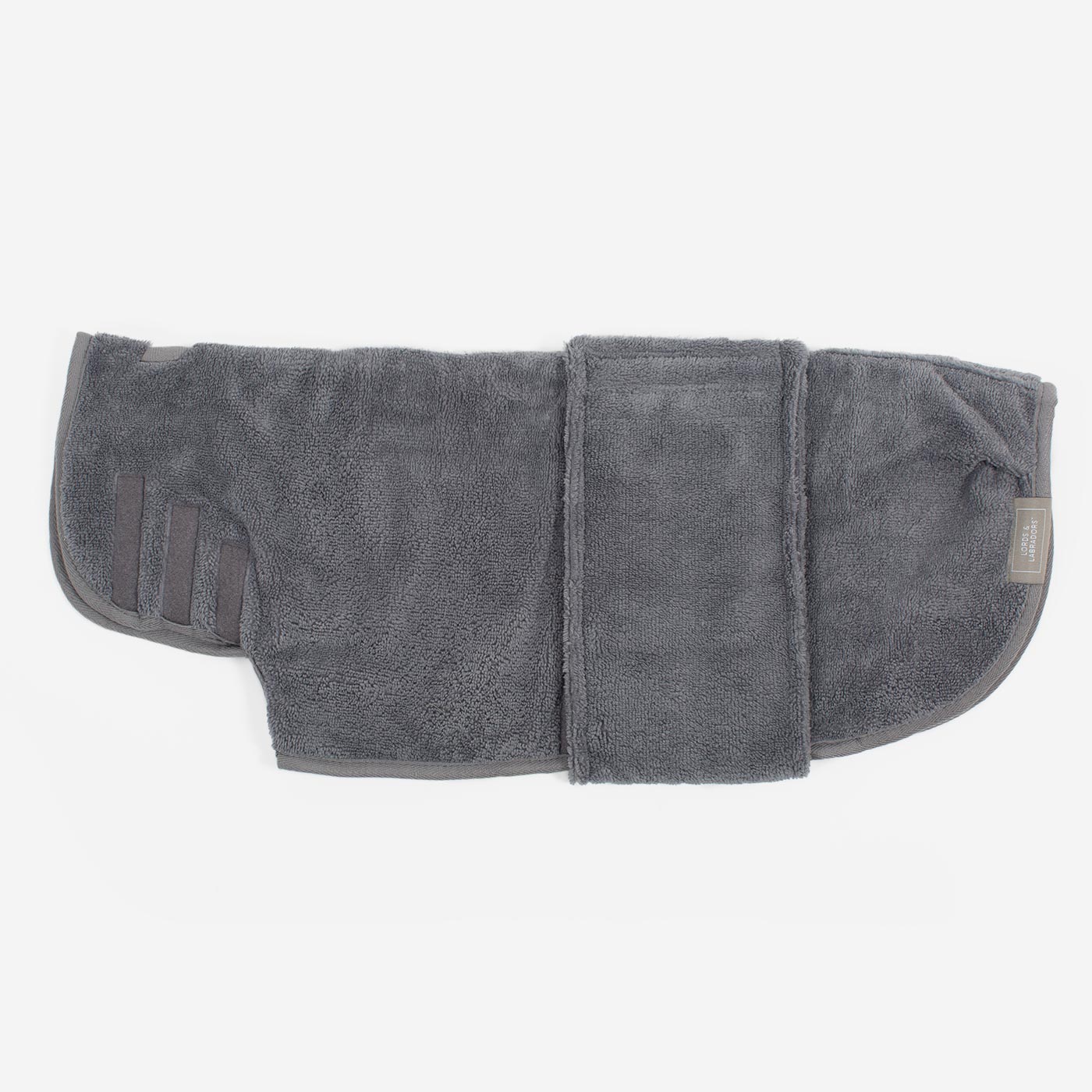 Introducing the ultimate bamboo dog drying coat in beautiful grey Gun Metal, made from luxurious bamboo to aid sensitive skin featuring adjustable Velcro neck and waist fastening with super absorbent material for easy pet drying! Available now at Lords & Labradors US, In five sizes and four colors to suit all breeds!