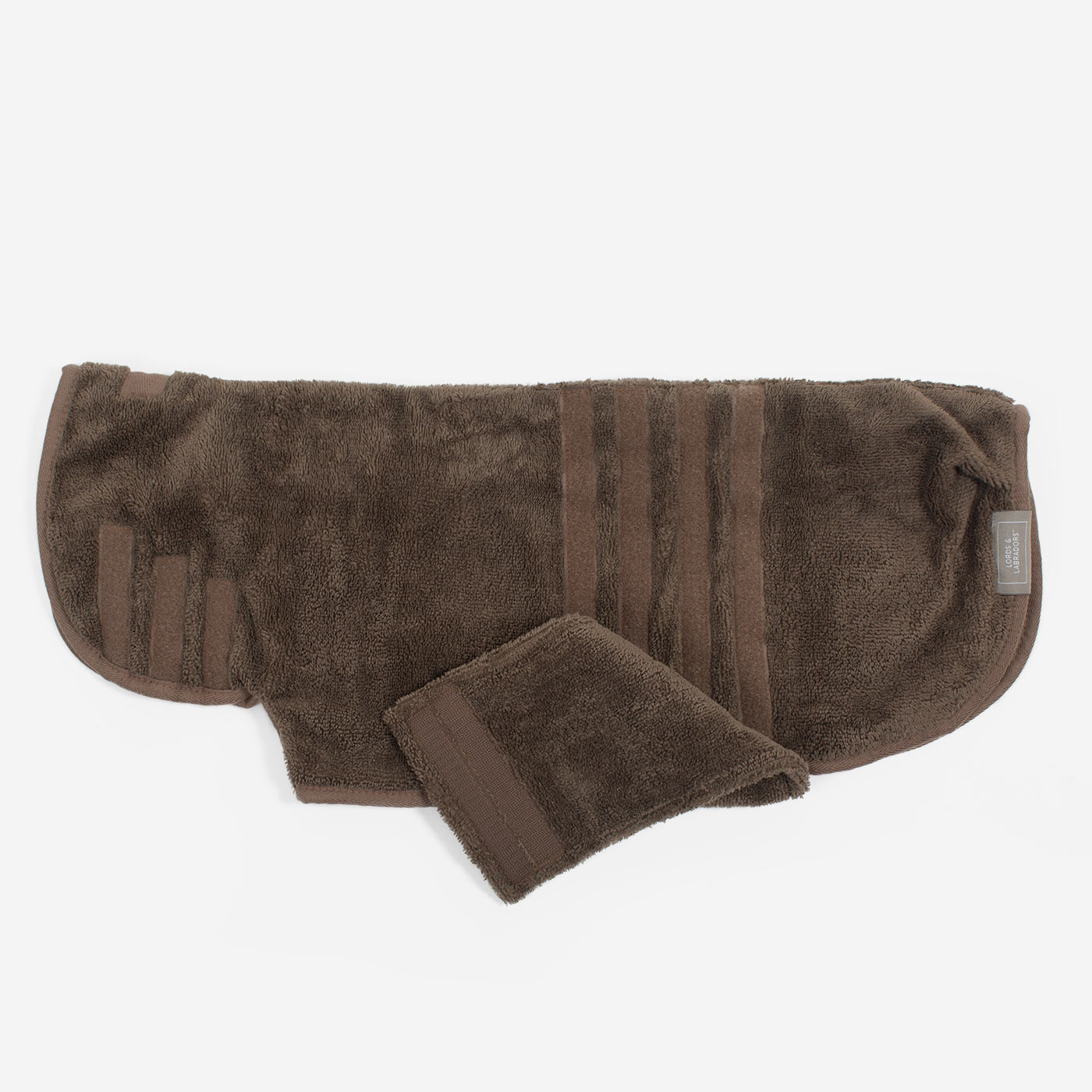 Discover the perfect dog drying with our bamboo dog drying coat in Mole (Brown) The ideal choice for pet drying after walking and bath-time. Made using luxurious bamboo to aid sensitive skin! Available to personalize now at Lords & Labradors US, in 5 sizes and 4 beautiful colors!