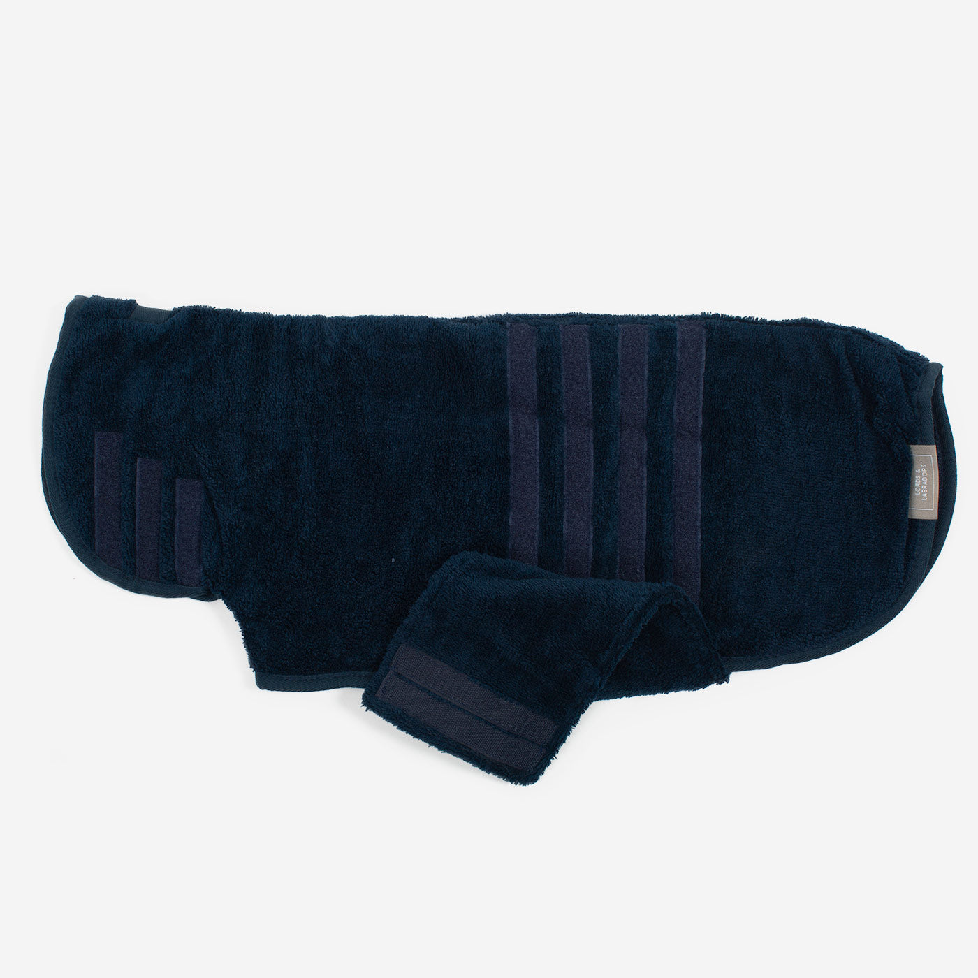 Discover the perfect dog drying with our bamboo dog drying coat in Navy The ideal choice for pet drying after walking and bath-time. Made using luxurious bamboo to aid sensitive skin! Available to personalize now at Lords & Labradors US, in 5 sizes and 4 beautiful colors