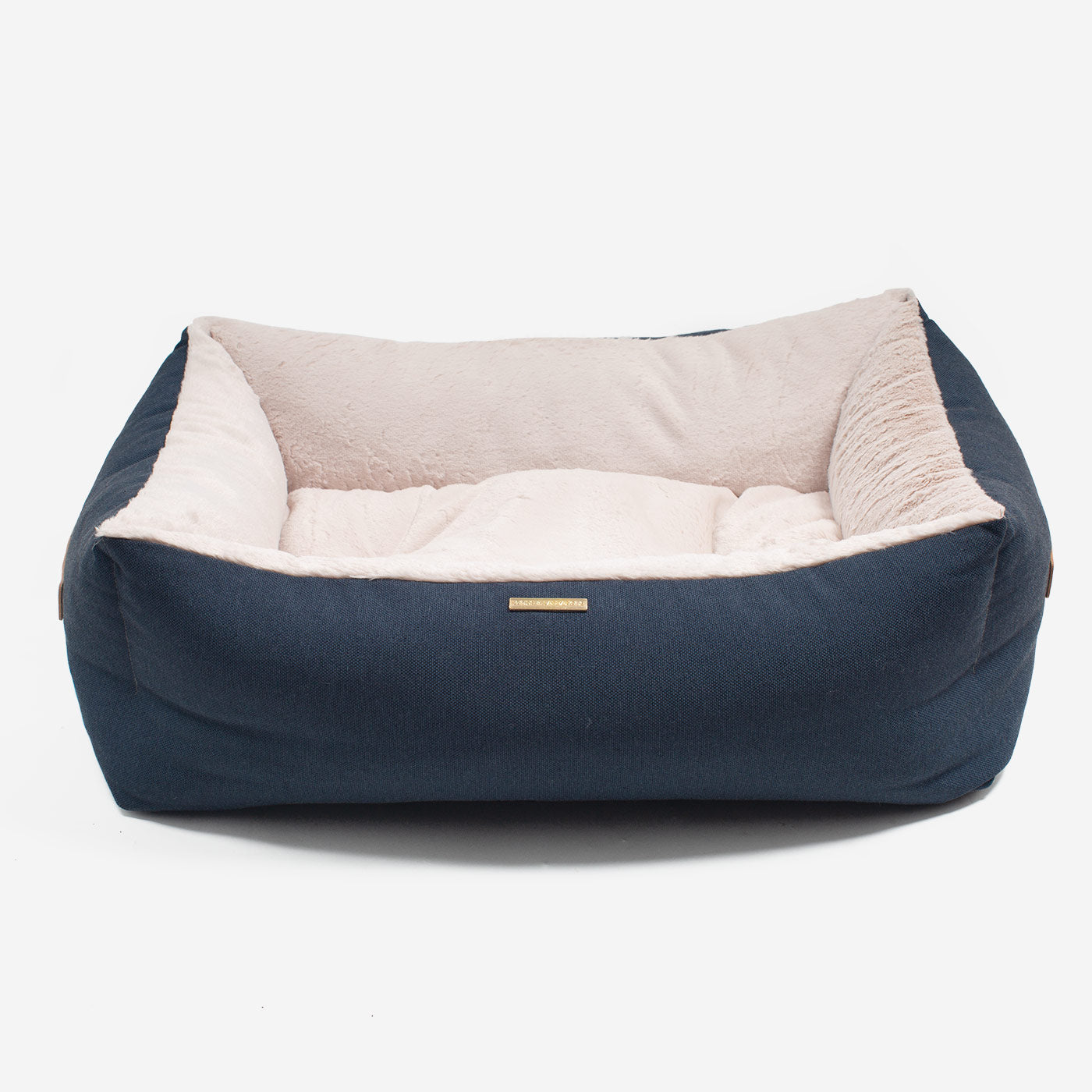 Discover This Luxurious Box Bed For Dogs, Made Using Beautiful Twill Fabric To Craft The Perfect Dog Box Bed! In Stunning Navy Denim, Available Now at Lords & Labradors US