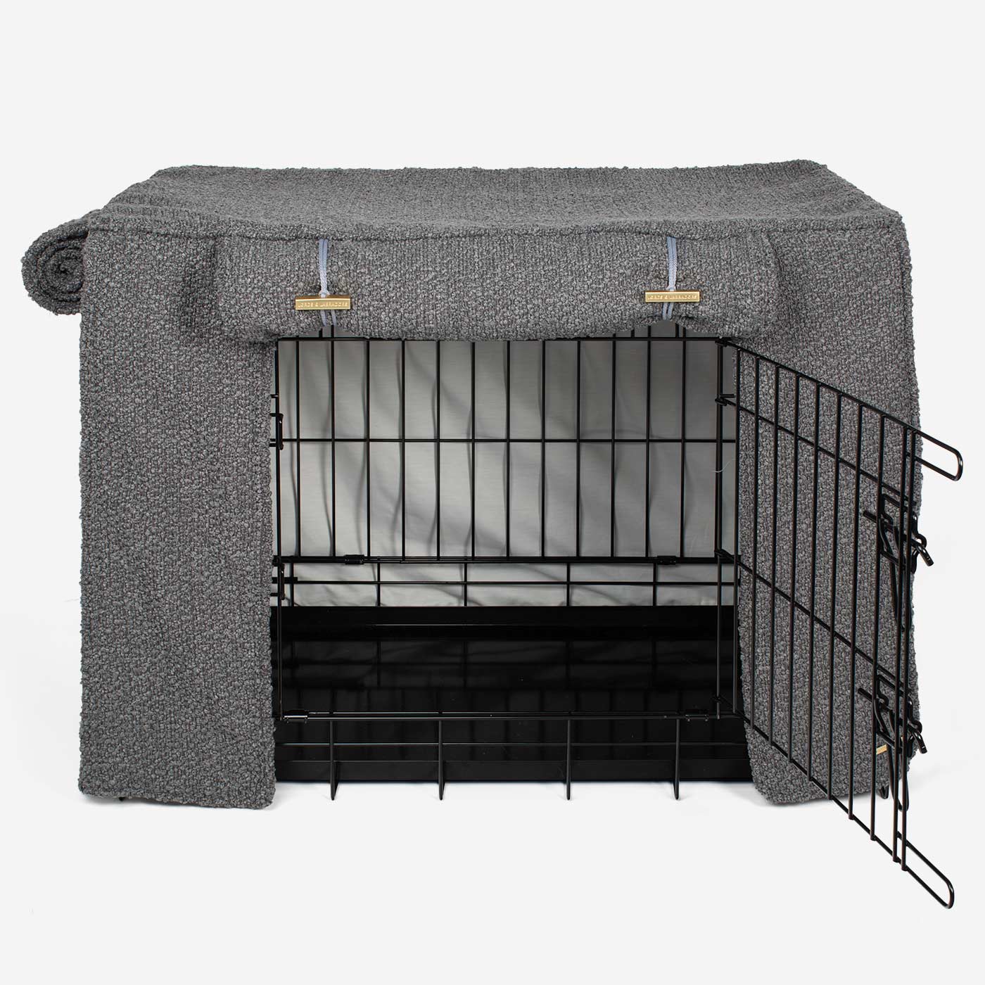 Luxury Dog Cage Cover, Granite Bouclé Cage Cover The Perfect Dog Cage Accessory, Available To Personalize Now at Lords & Labradors US
