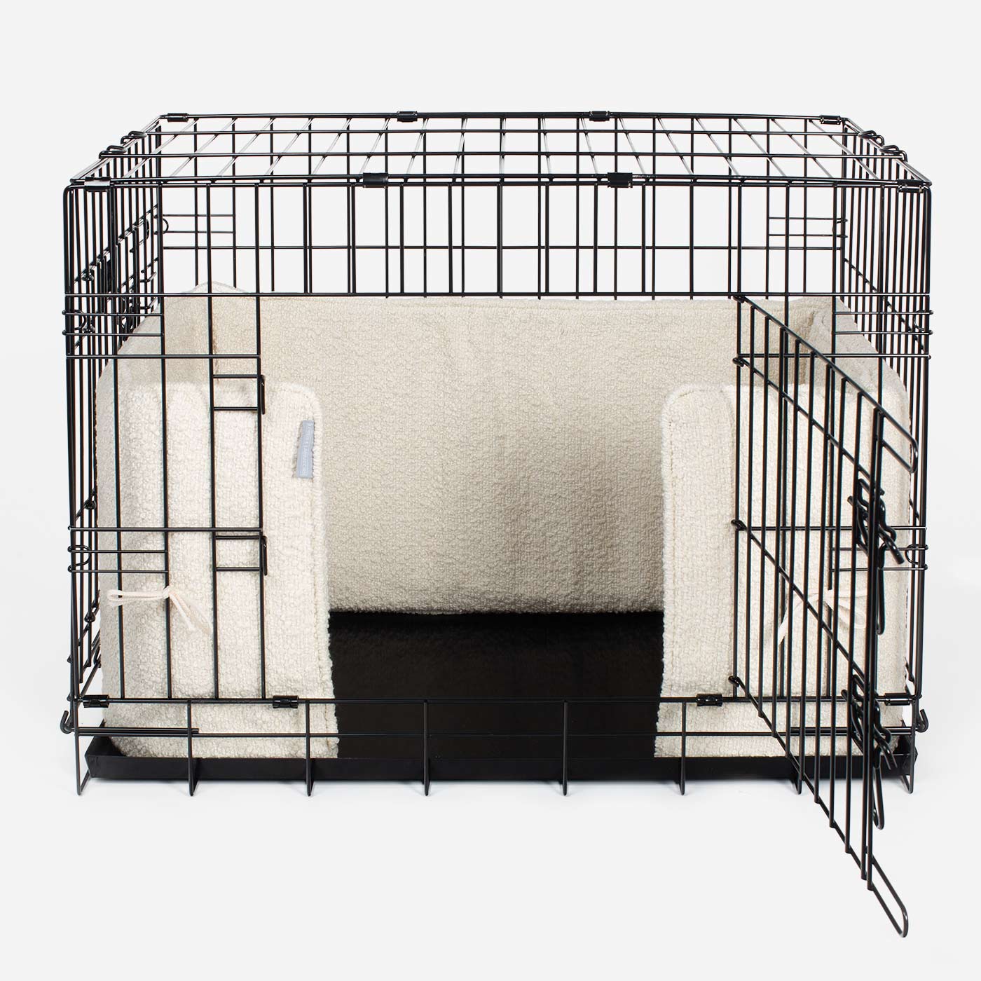 Luxury Dog Cage Bumper, Ivory Bouclé Cage Bumper Cover The Perfect Dog Cage Accessory, Available To Personalize Now at Lords & Labradors US