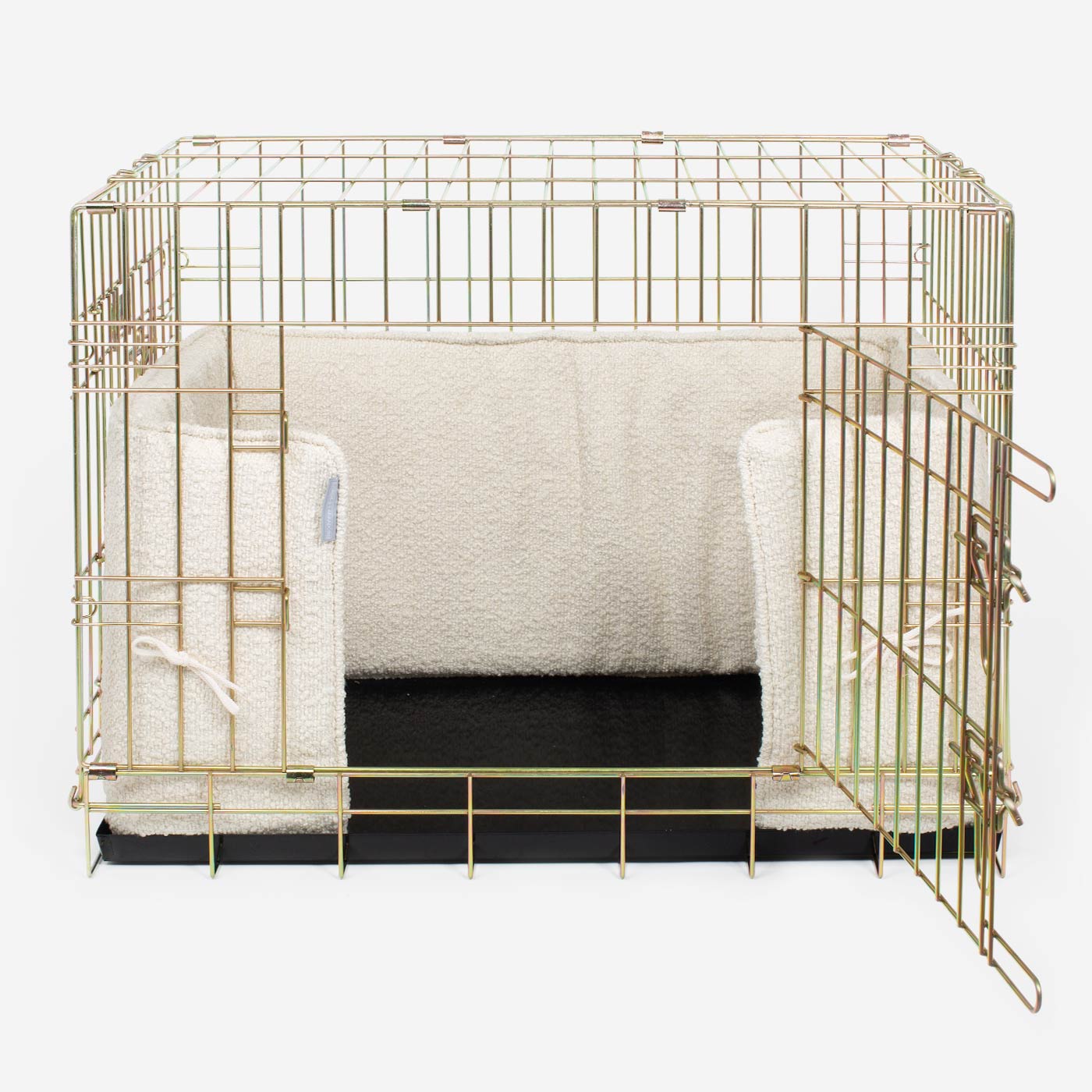 Luxury Dog Cage Bumper, Ivory Bouclé Cage Bumper Cover The Perfect Dog Cage Accessory, Available To Personalize Now at Lords & Labradors US