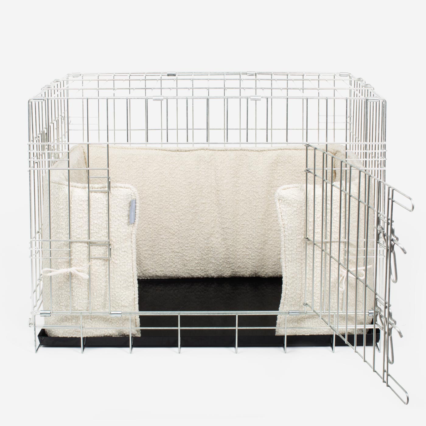 Luxury Dog Cage Bumper, Ivory Bouclé Cage Bumper Cover The Perfect Dog Cage Accessory, Available To Personalize Now at Lords & Labradors US